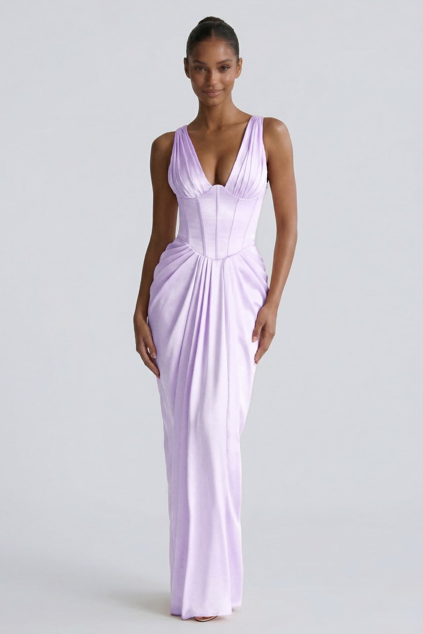 Sheath-Column Floor Length Acetate Satin Bridesmaid Dress CG0304BM