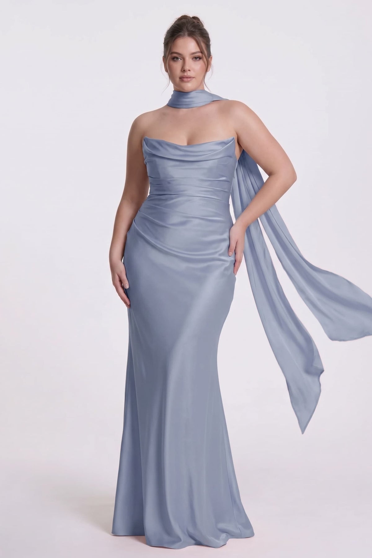 Sheath-Column Floor Length Acetate Satin Wedding Guest Dress CG0305 - Soft Blush - COCOMELODY