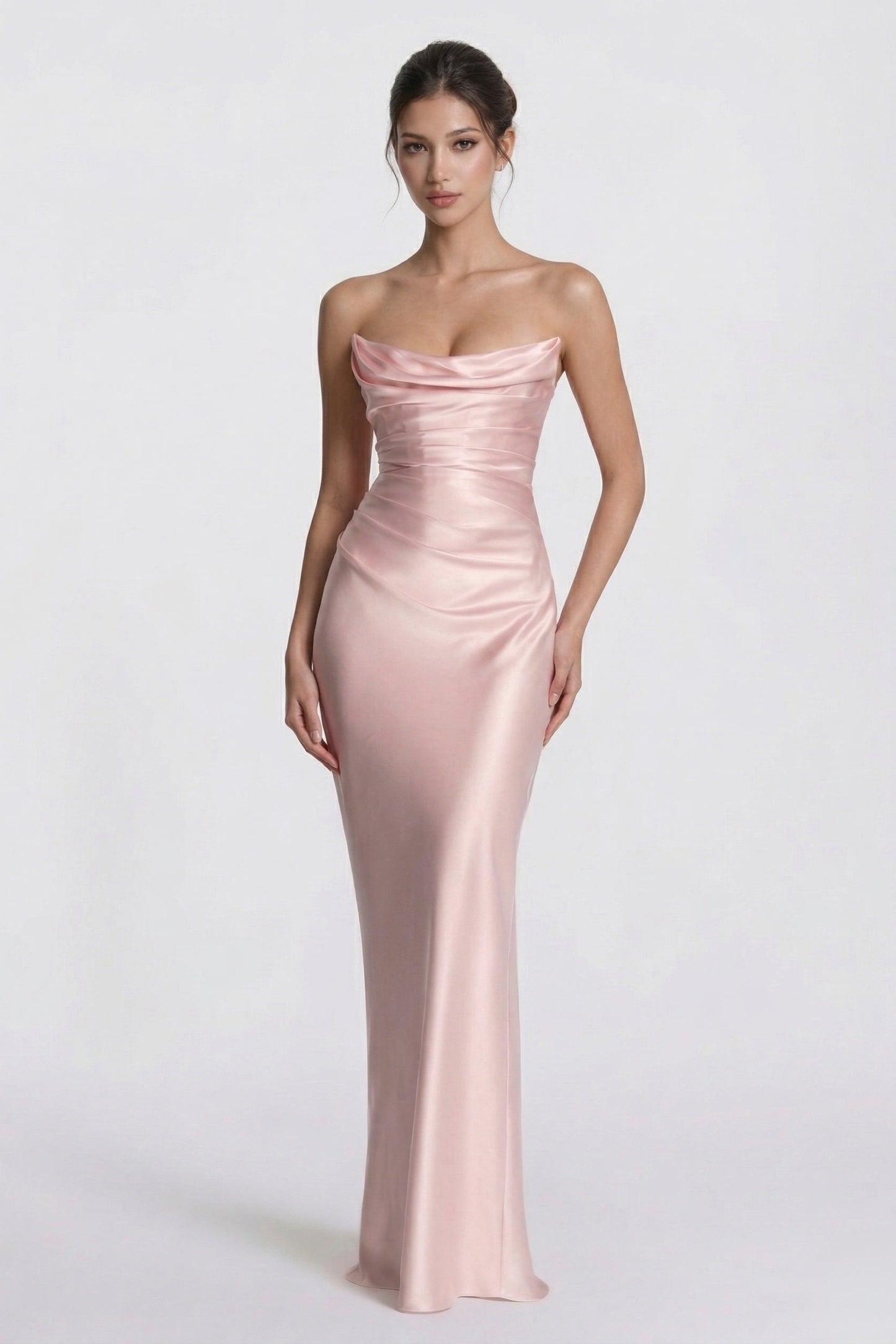 Sheath-Column Floor Length Acetate Satin Wedding Guest Dress CG0305