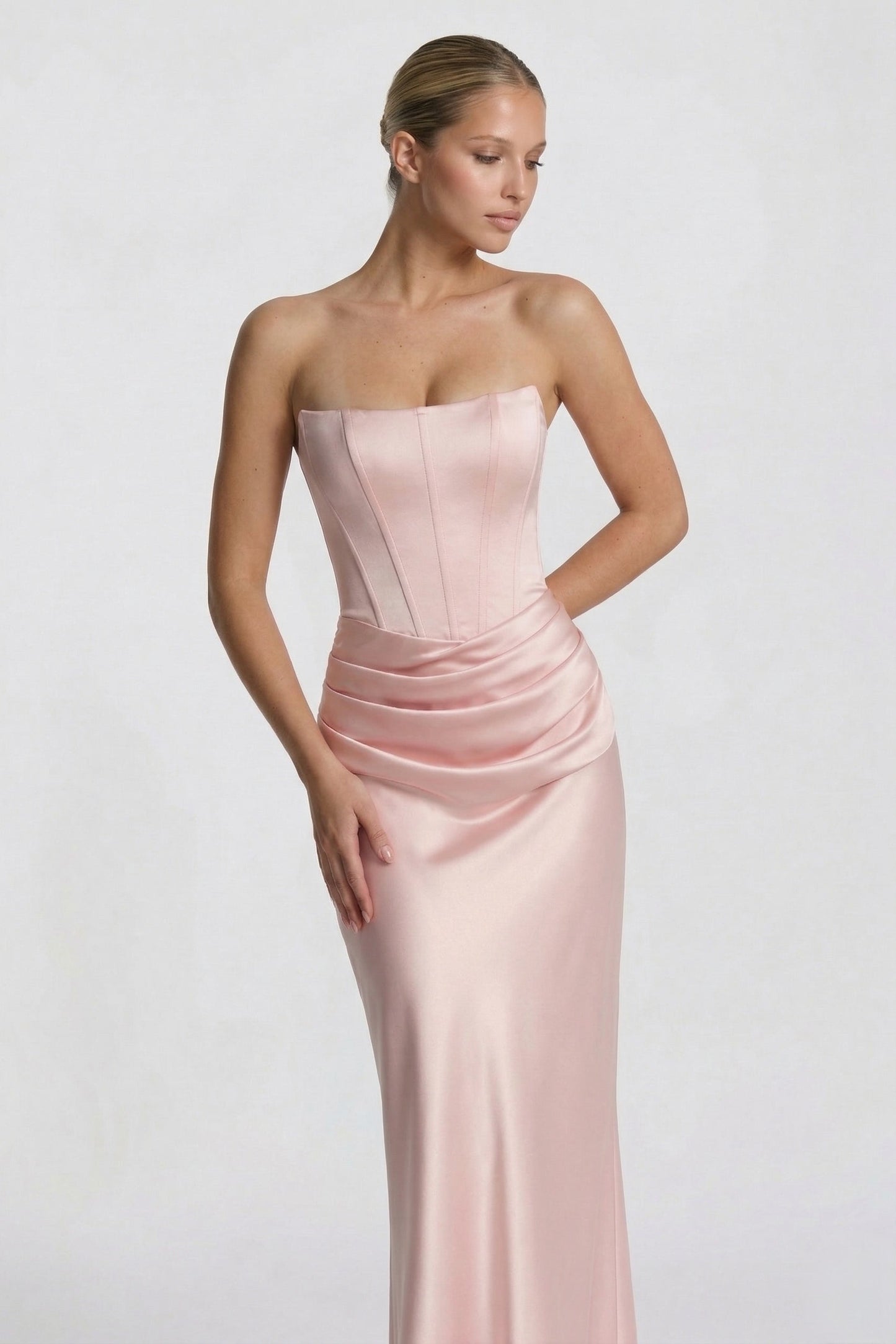 Sheath-Column Floor Length Acetate Satin Wedding Guest Dress CG0306