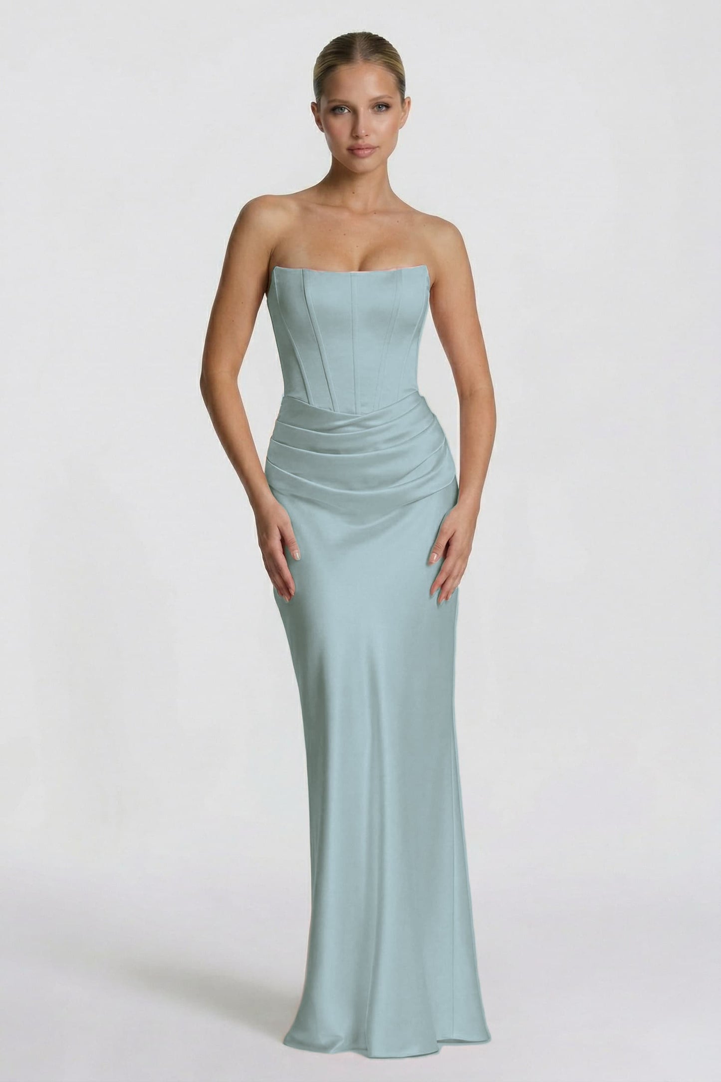 Sheath-Column Floor Length Acetate Satin Wedding Guest Dress CG0306