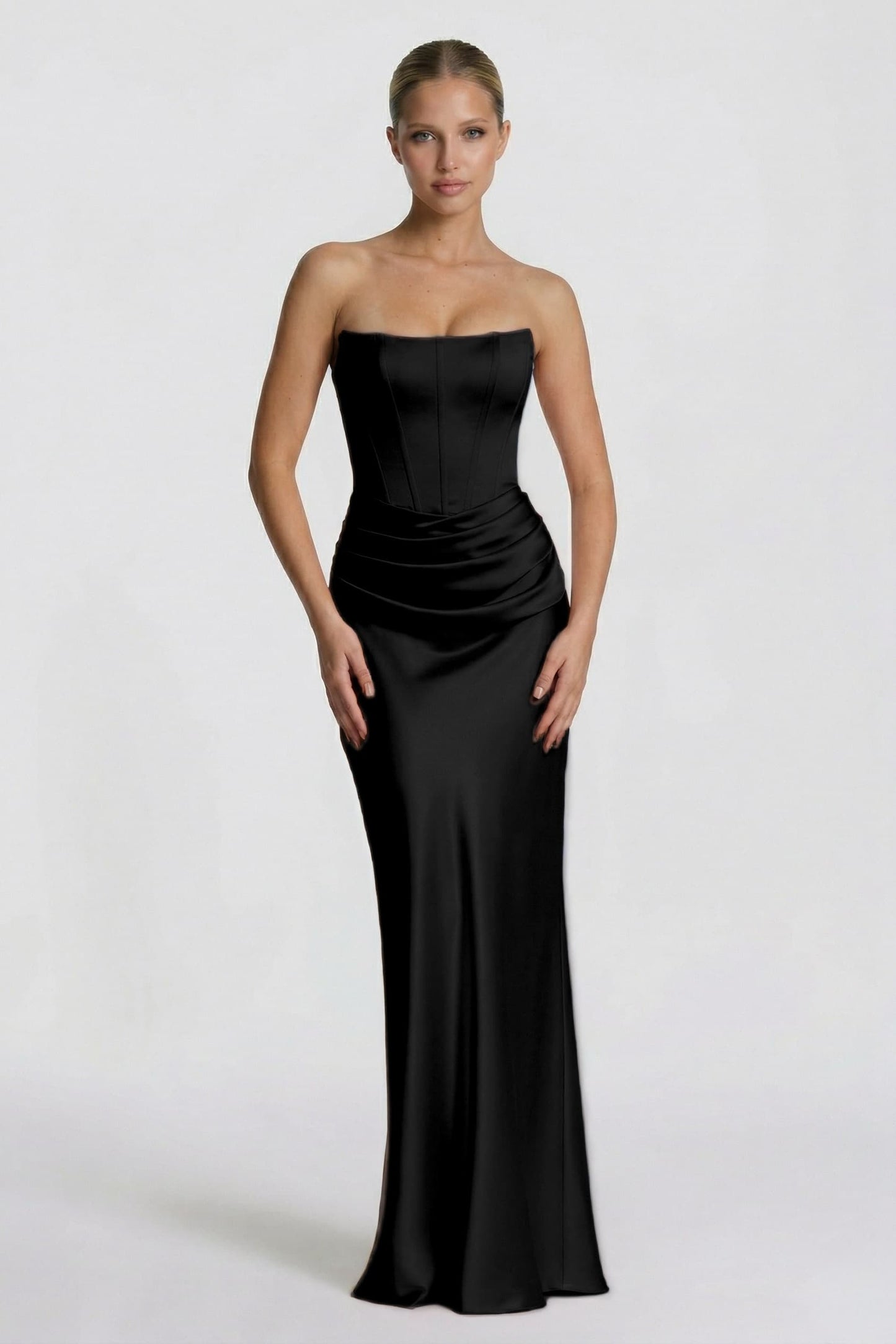 Sheath-Column Floor Length Acetate Satin Wedding Guest Dress CG0306