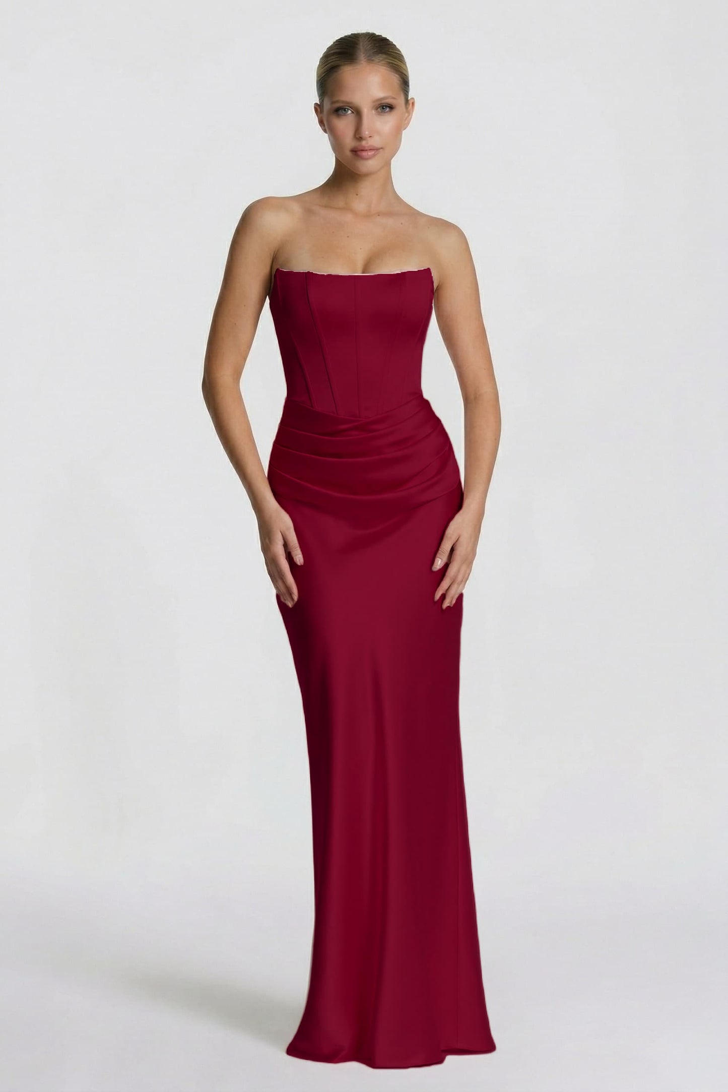 Sheath-Column Floor Length Acetate Satin Wedding Guest Dress CG0306