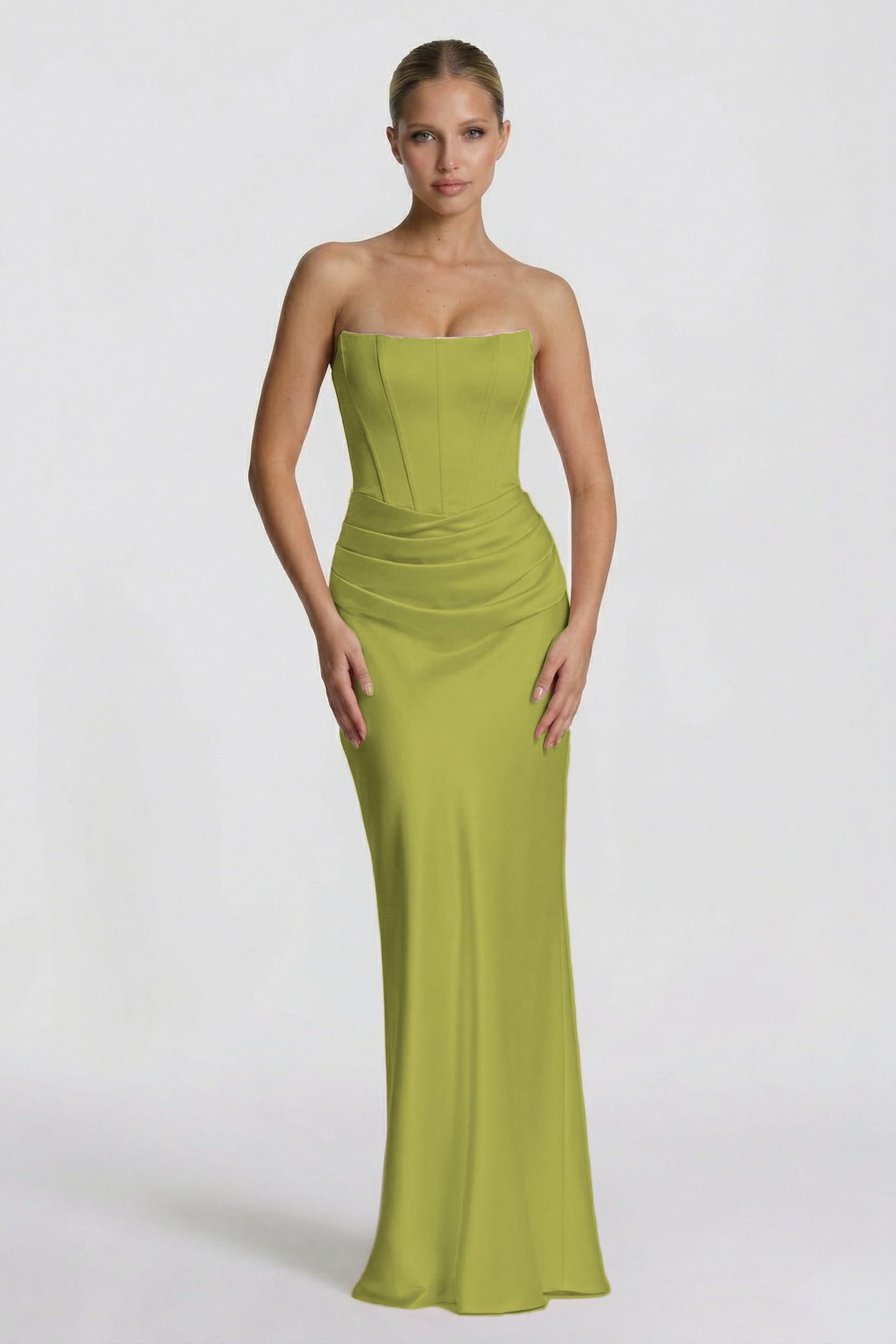 Sheath-Column Floor Length Acetate Satin Wedding Guest Dress CG0306
