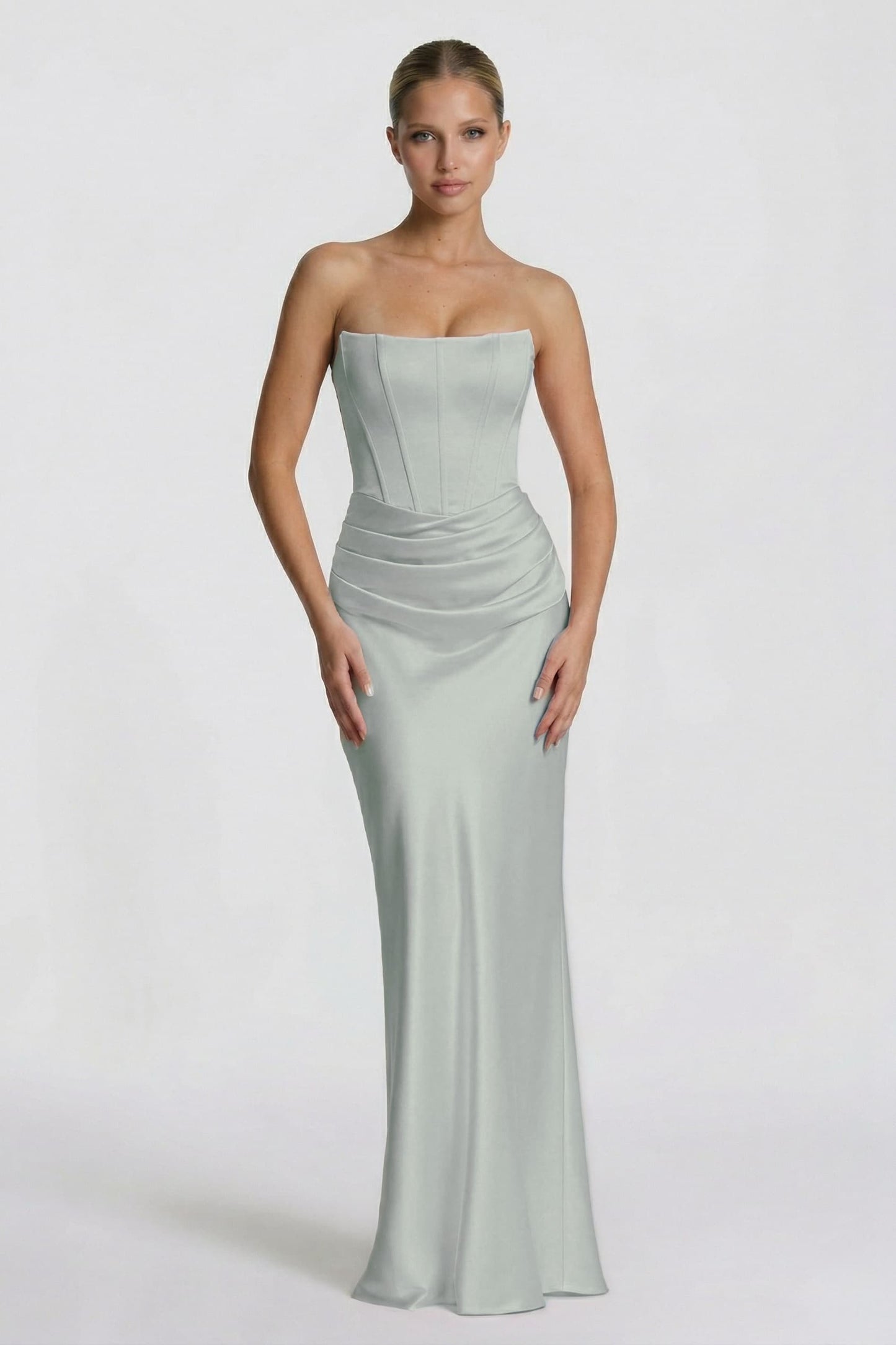 Sheath-Column Floor Length Acetate Satin Wedding Guest Dress CG0306