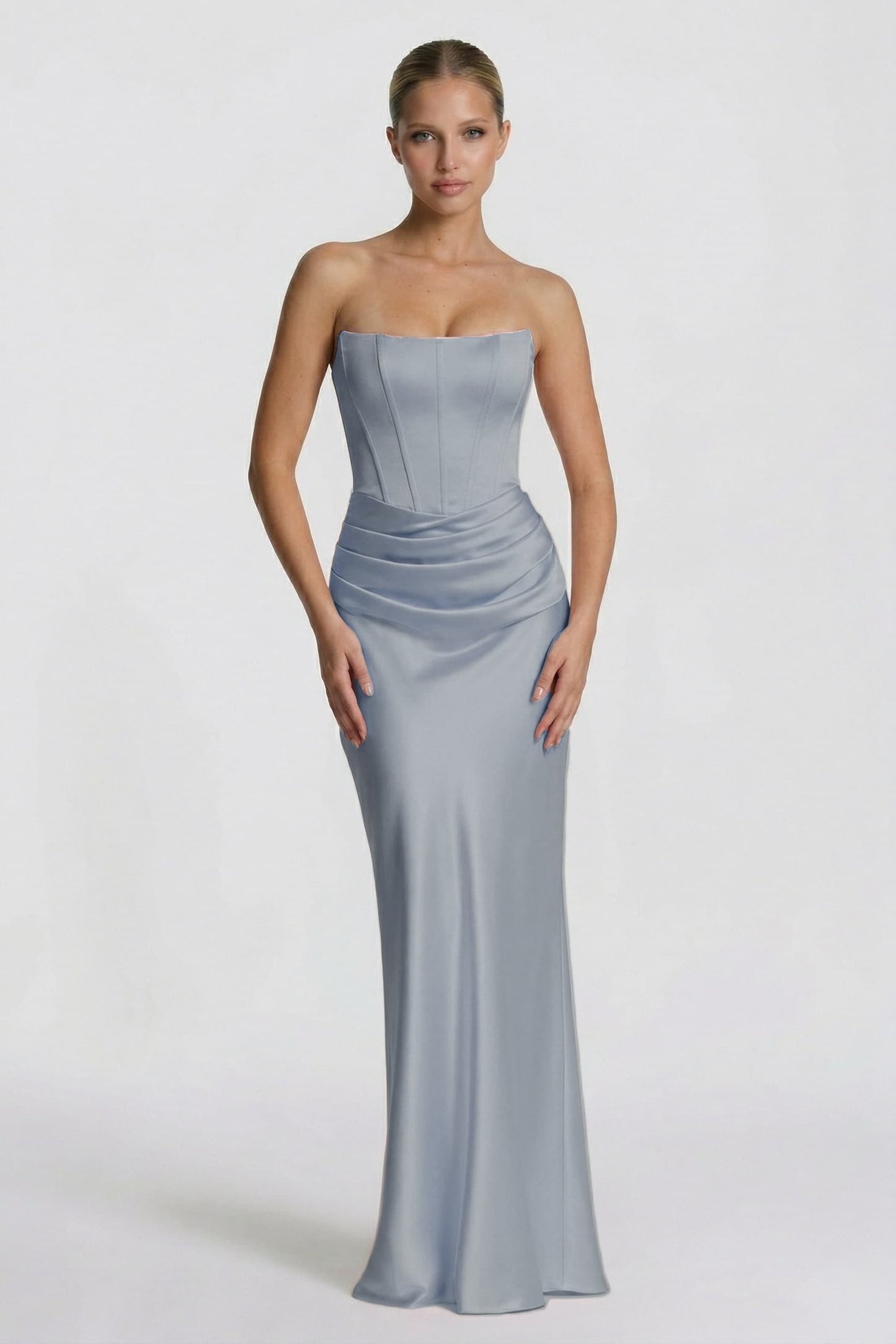 Sheath-Column Floor Length Acetate Satin Wedding Guest Dress CG0306