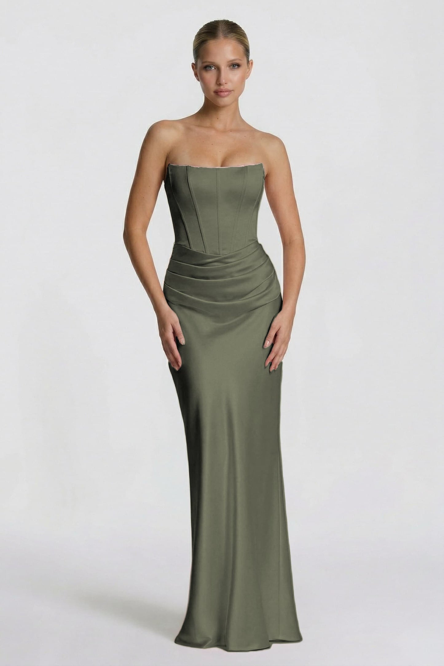 Sheath-Column Floor Length Acetate Satin Wedding Guest Dress CG0306