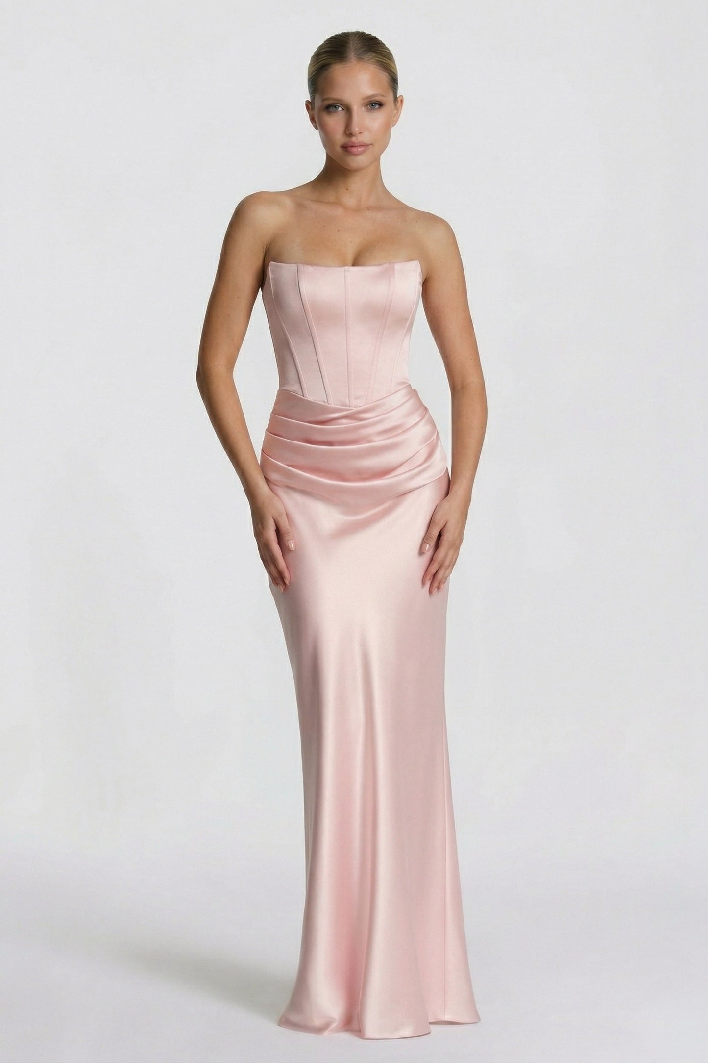 Sheath-Column Floor Length Acetate Satin Wedding Guest Dress CG0306