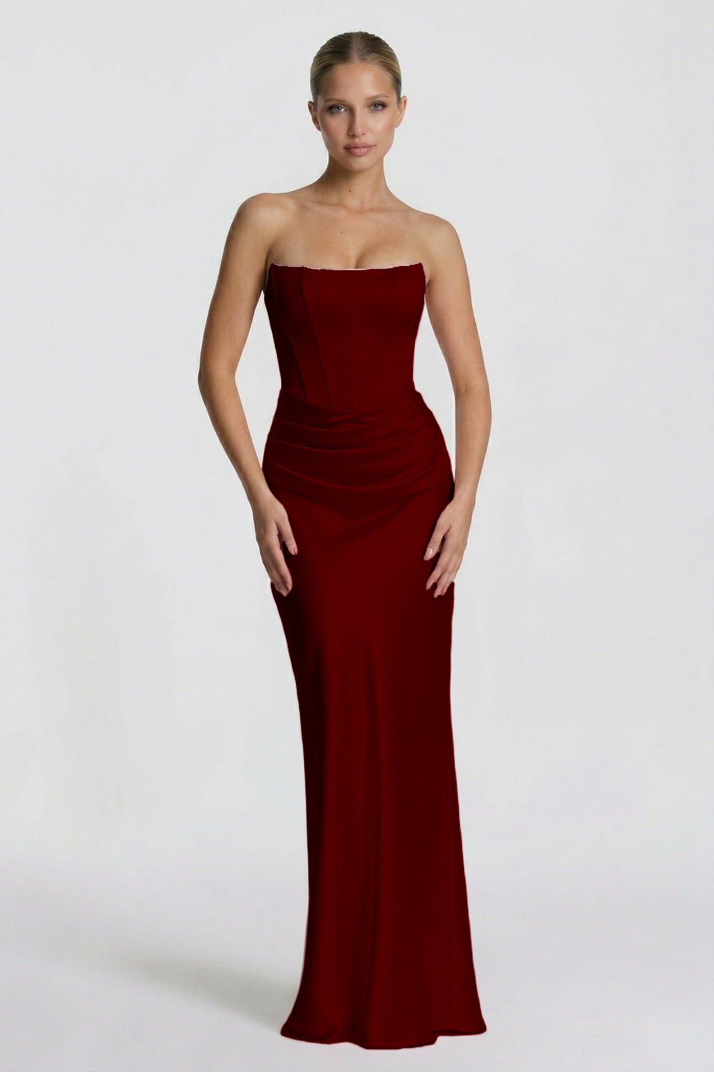 Sheath-Column Floor Length Acetate Satin Wedding Guest Dress CG0306