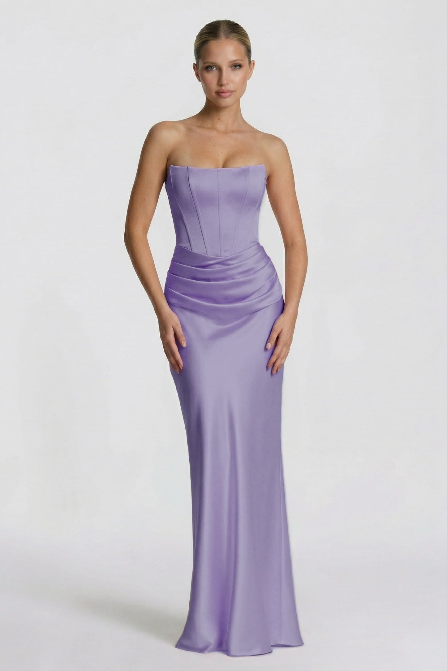 Sheath-Column Floor Length Acetate Satin Wedding Guest Dress CG0306
