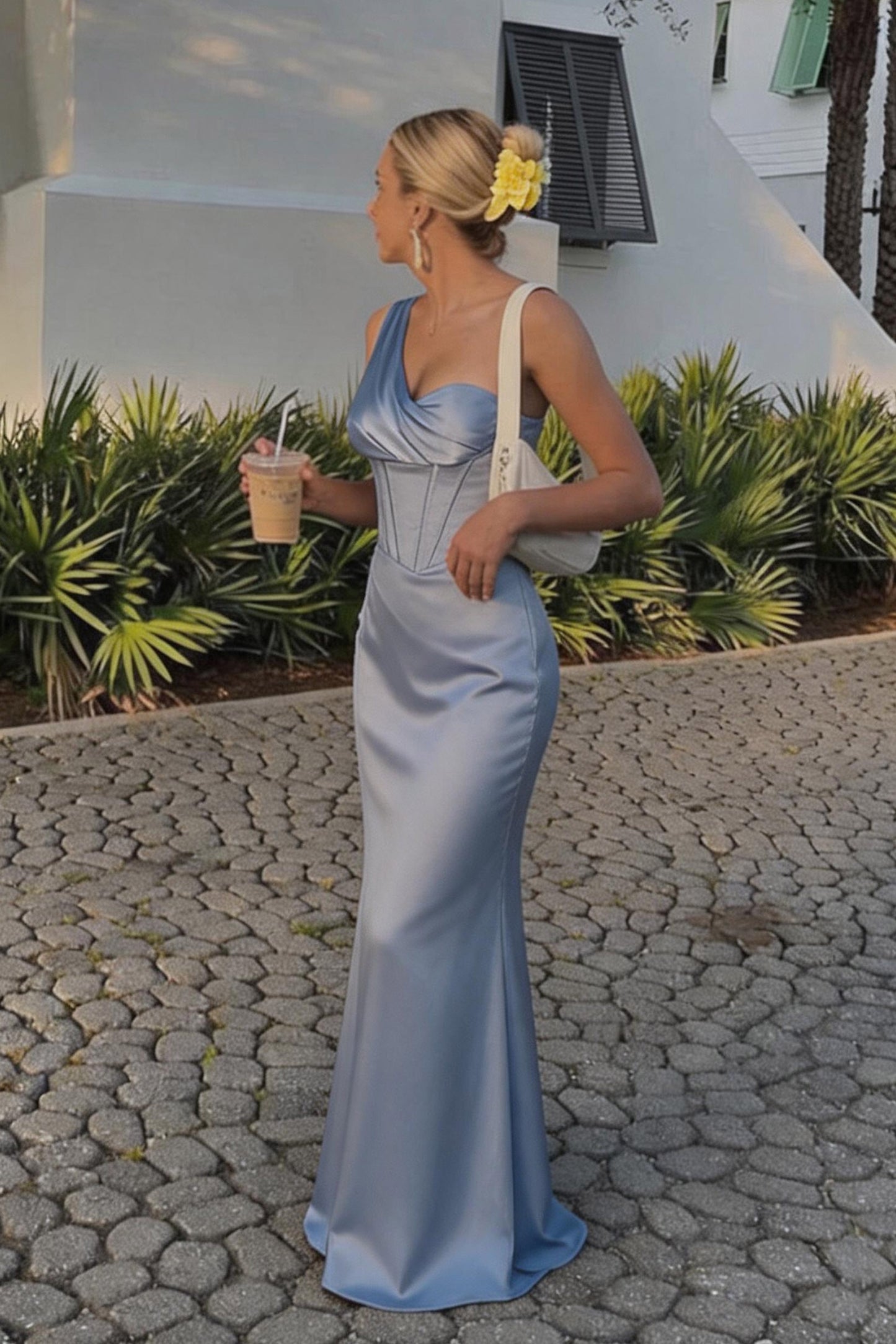 Sheath-Column Floor Length Acetate Satin Bridesmaid Dress CG0307BM