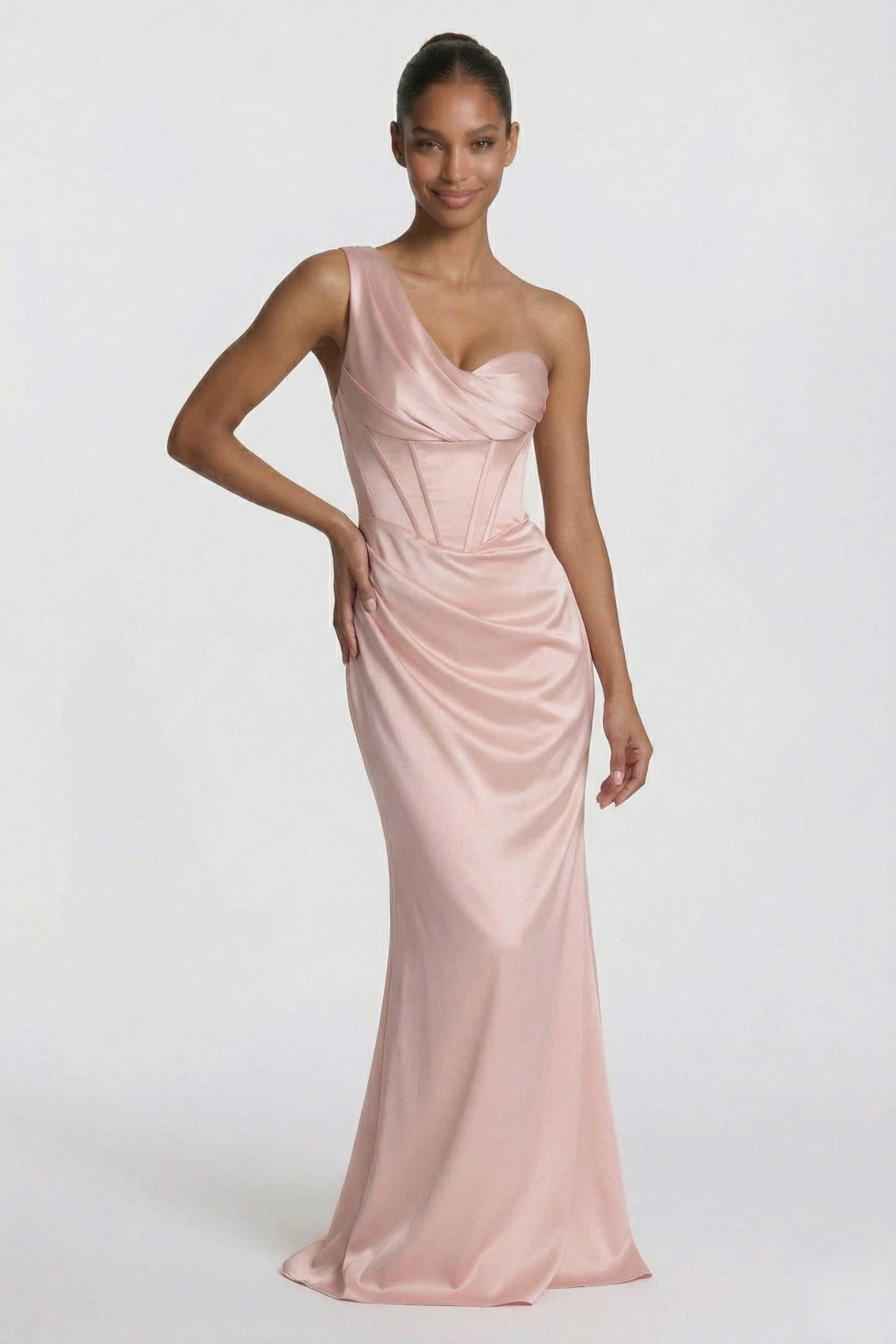 Sheath-Column Floor Length Acetate Satin Wedding Guest Dress CG0307