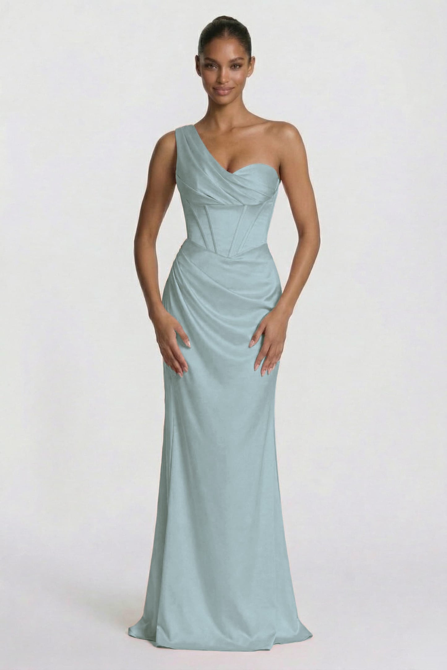 Sheath-Column Floor Length Acetate Satin Wedding Guest Dress CG0307