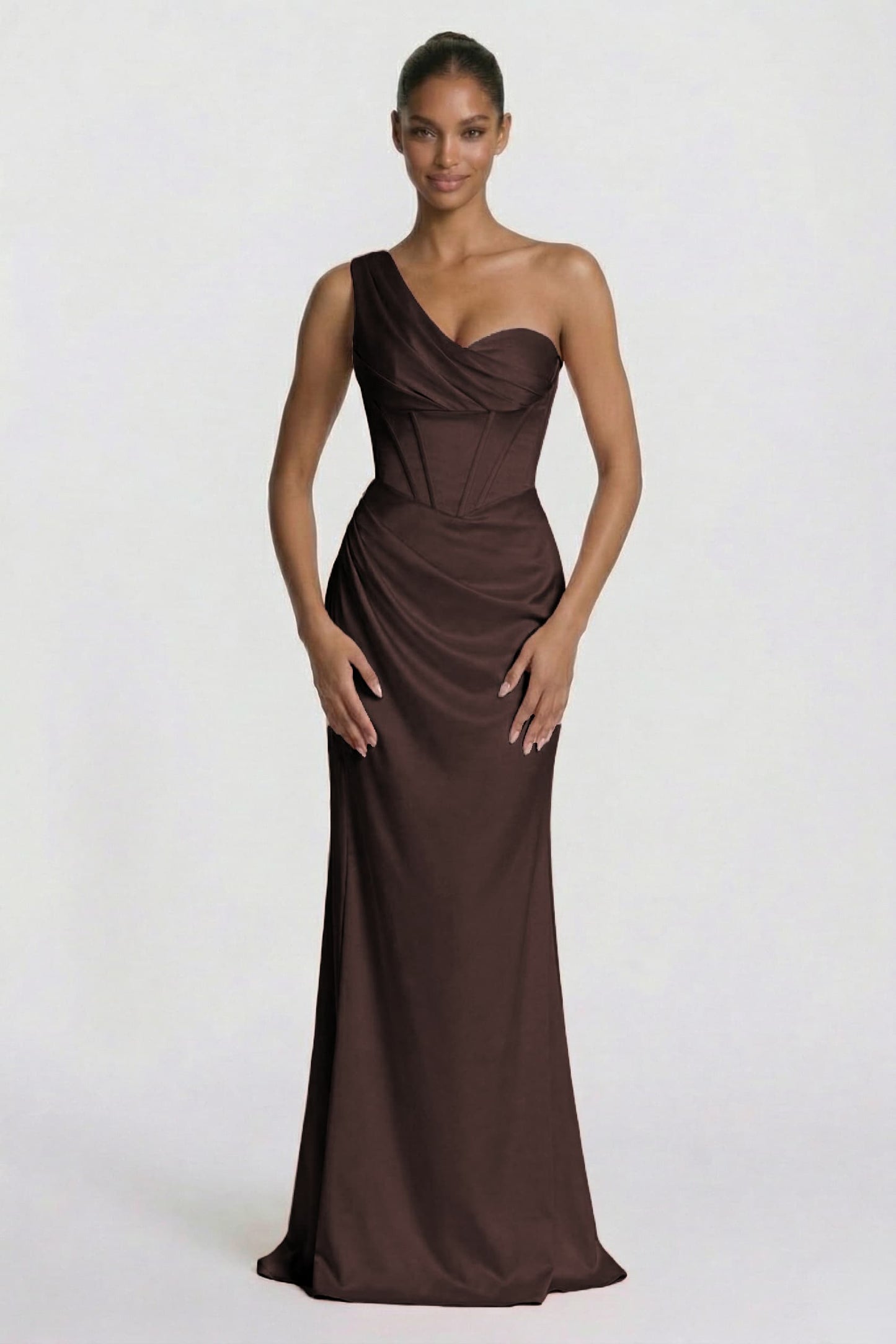 Sheath-Column Floor Length Acetate Satin Wedding Guest Dress CG0307
