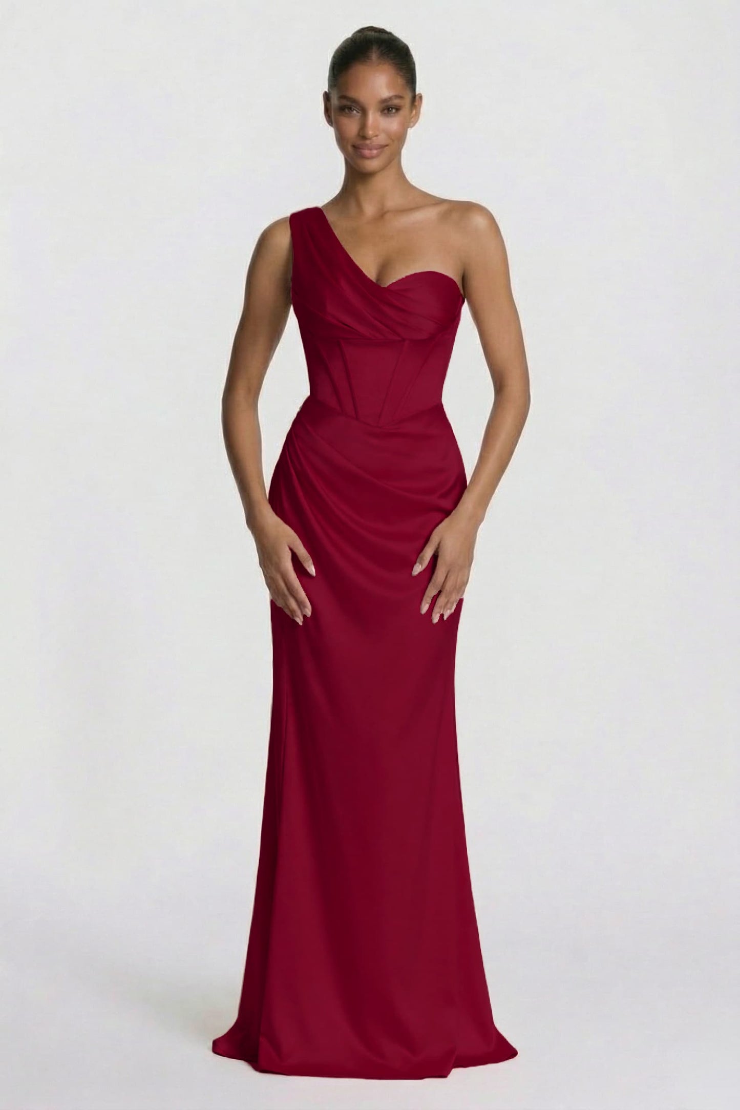 Sheath-Column Floor Length Acetate Satin Wedding Guest Dress CG0307