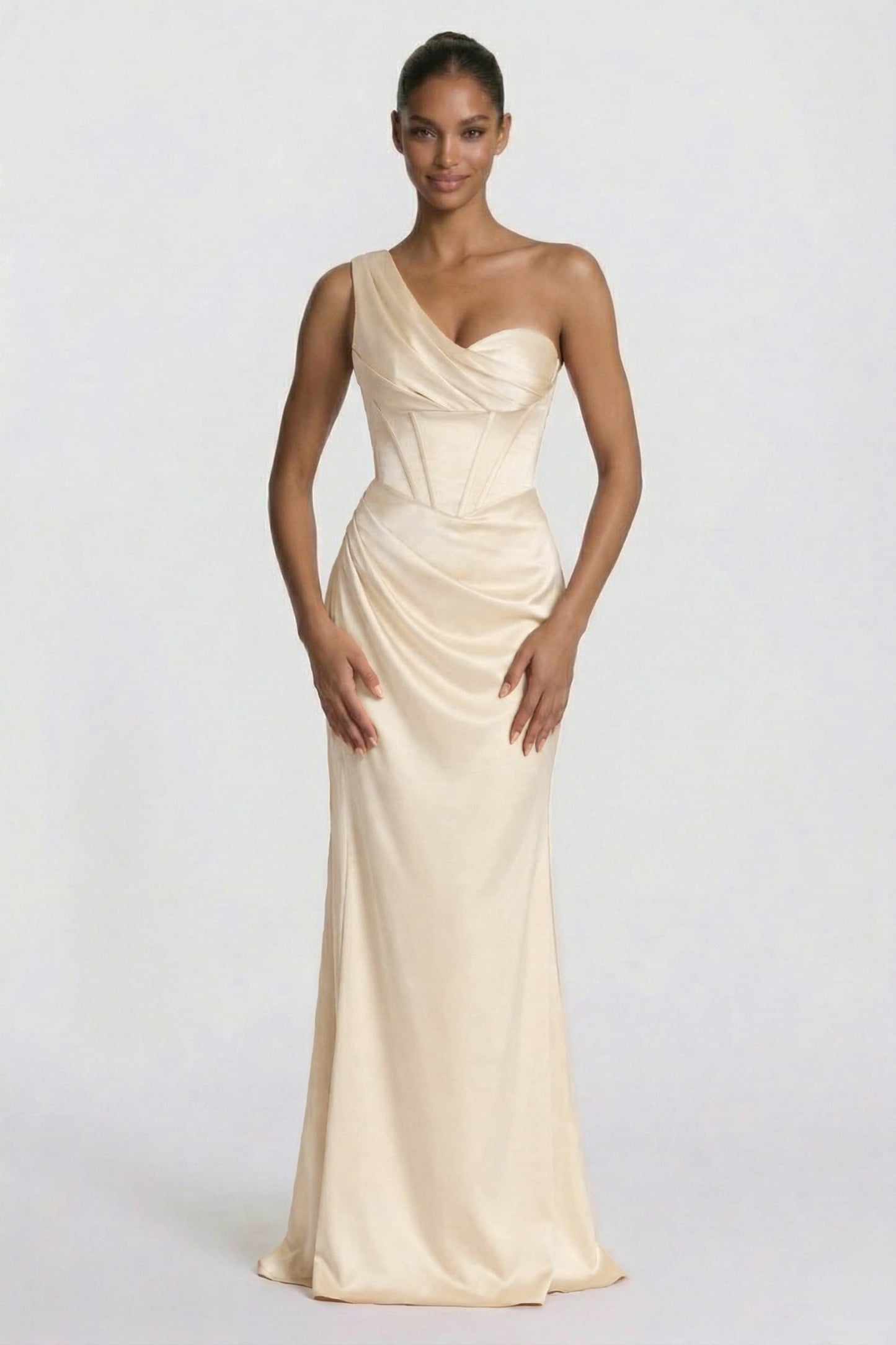Sheath-Column Floor Length Acetate Satin Wedding Guest Dress CG0307