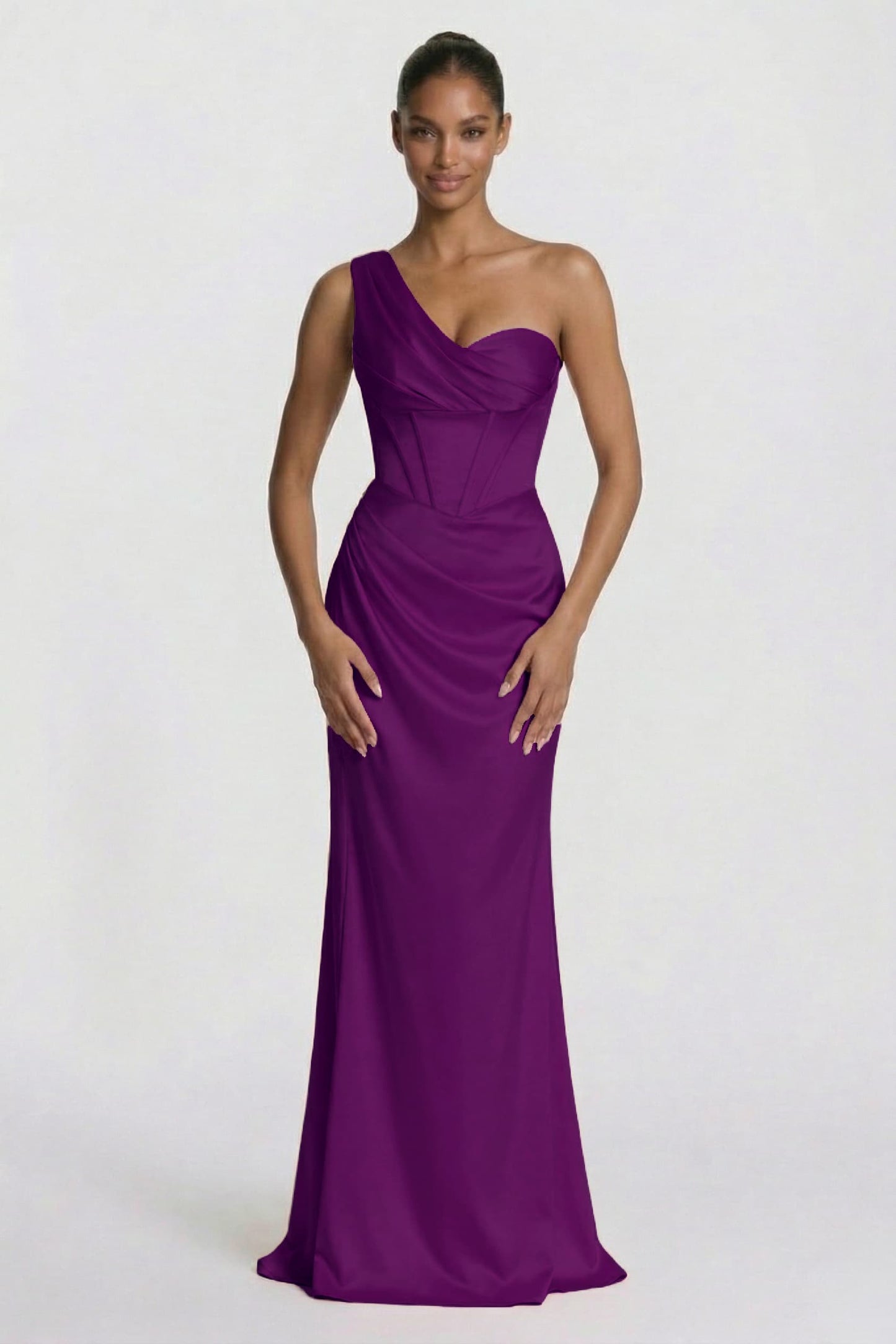 Sheath-Column Floor Length Acetate Satin Wedding Guest Dress CG0307