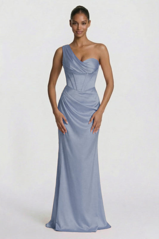 Sheath-Column Floor Length Acetate Satin Bridesmaid Dress CG0307BM