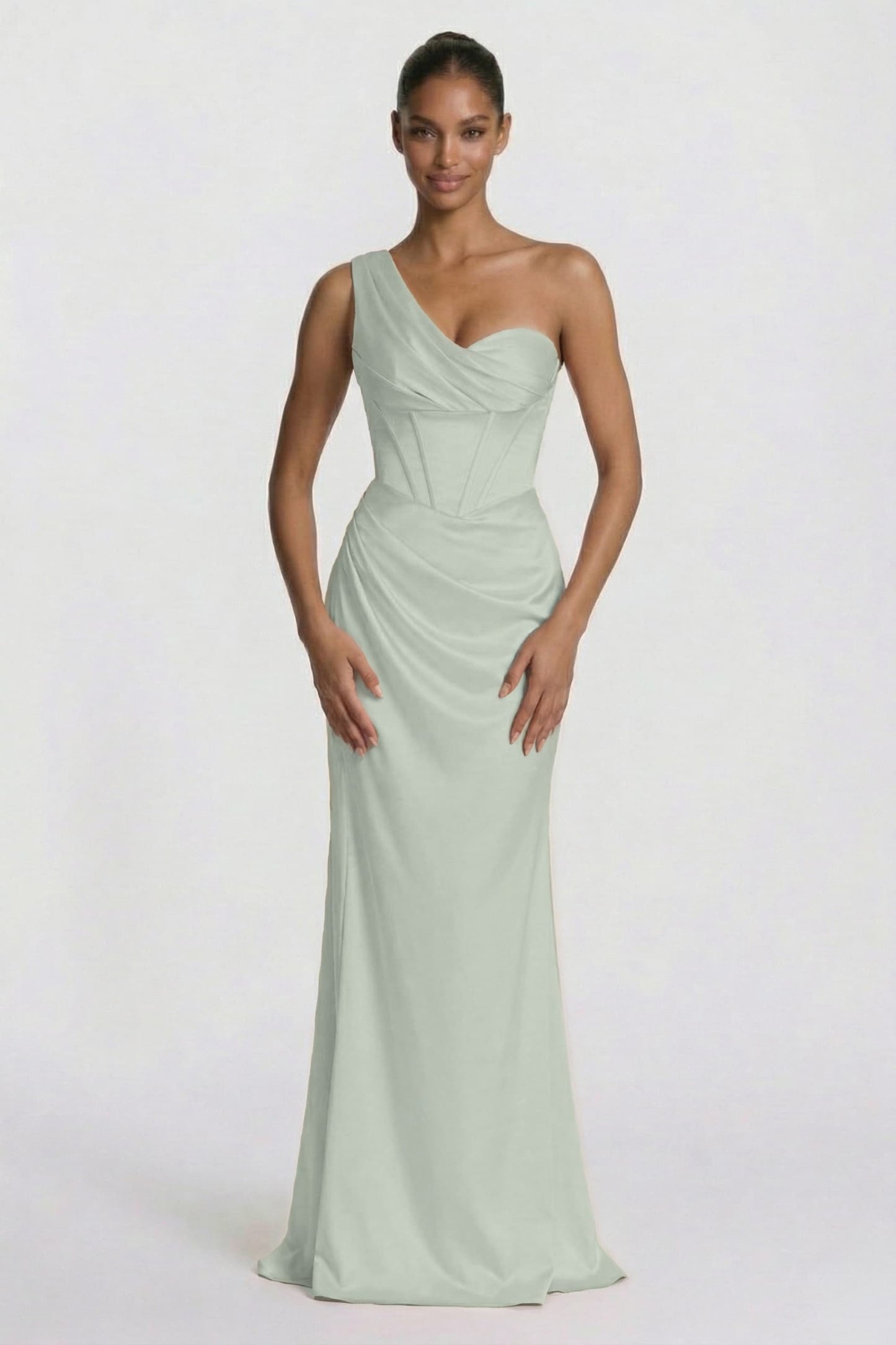 Sheath-Column Floor Length Acetate Satin Wedding Guest Dress CG0307