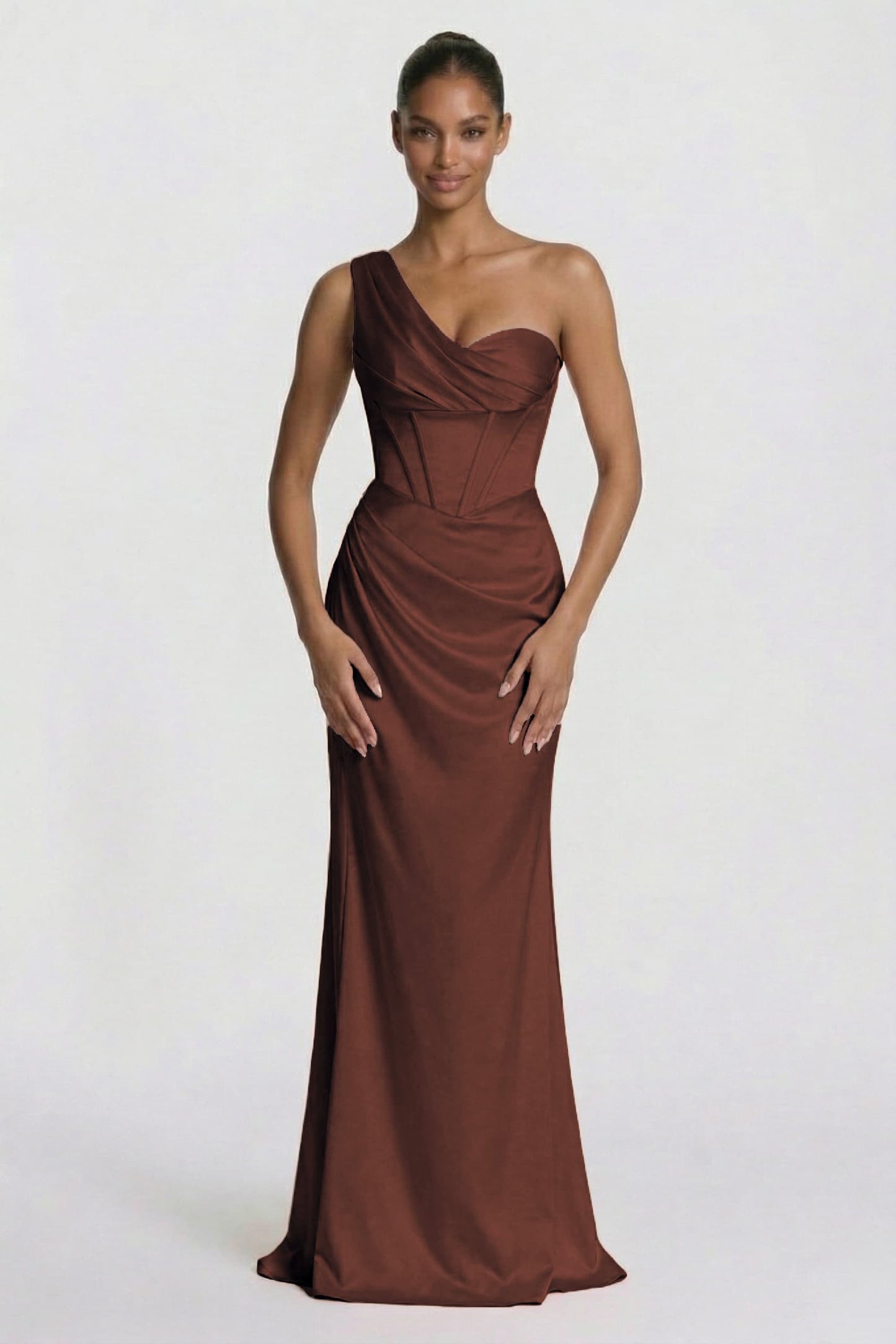 Sheath-Column Floor Length Acetate Satin Wedding Guest Dress CG0307