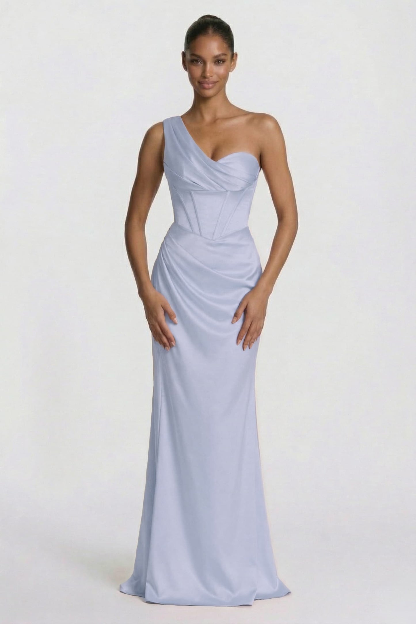Sheath-Column Floor Length Acetate Satin Wedding Guest Dress CG0307