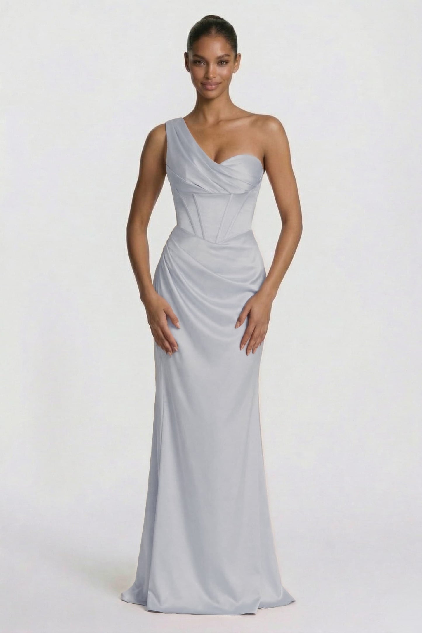 Sheath-Column Floor Length Acetate Satin Wedding Guest Dress CG0307