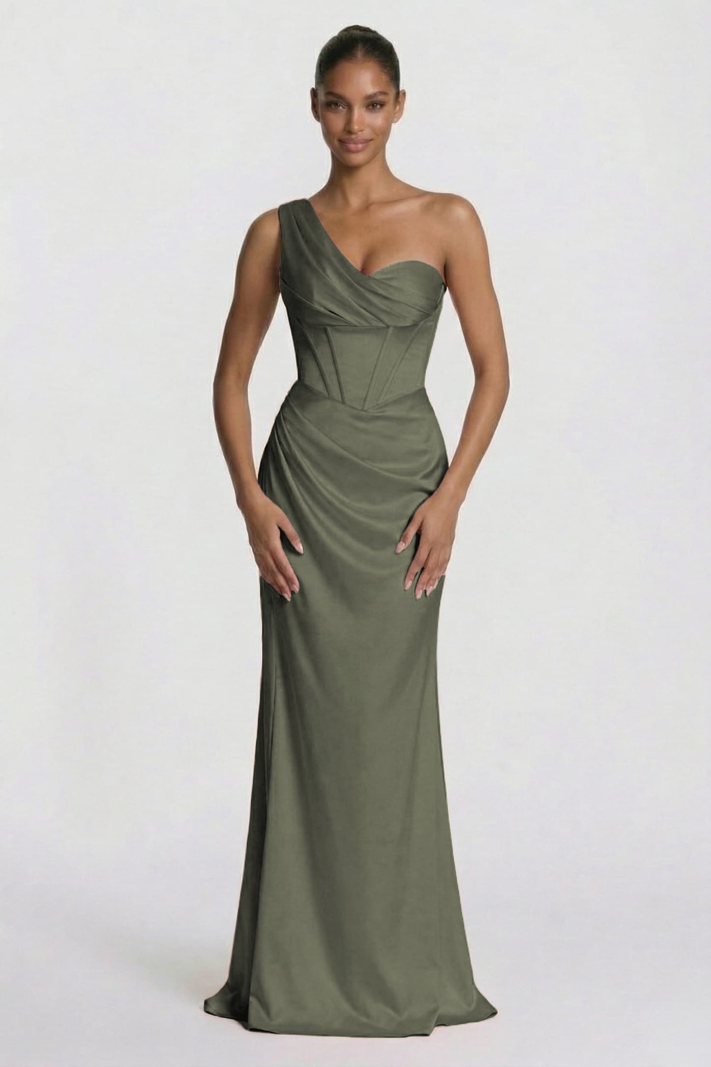 Sheath-Column Floor Length Acetate Satin Wedding Guest Dress CG0307