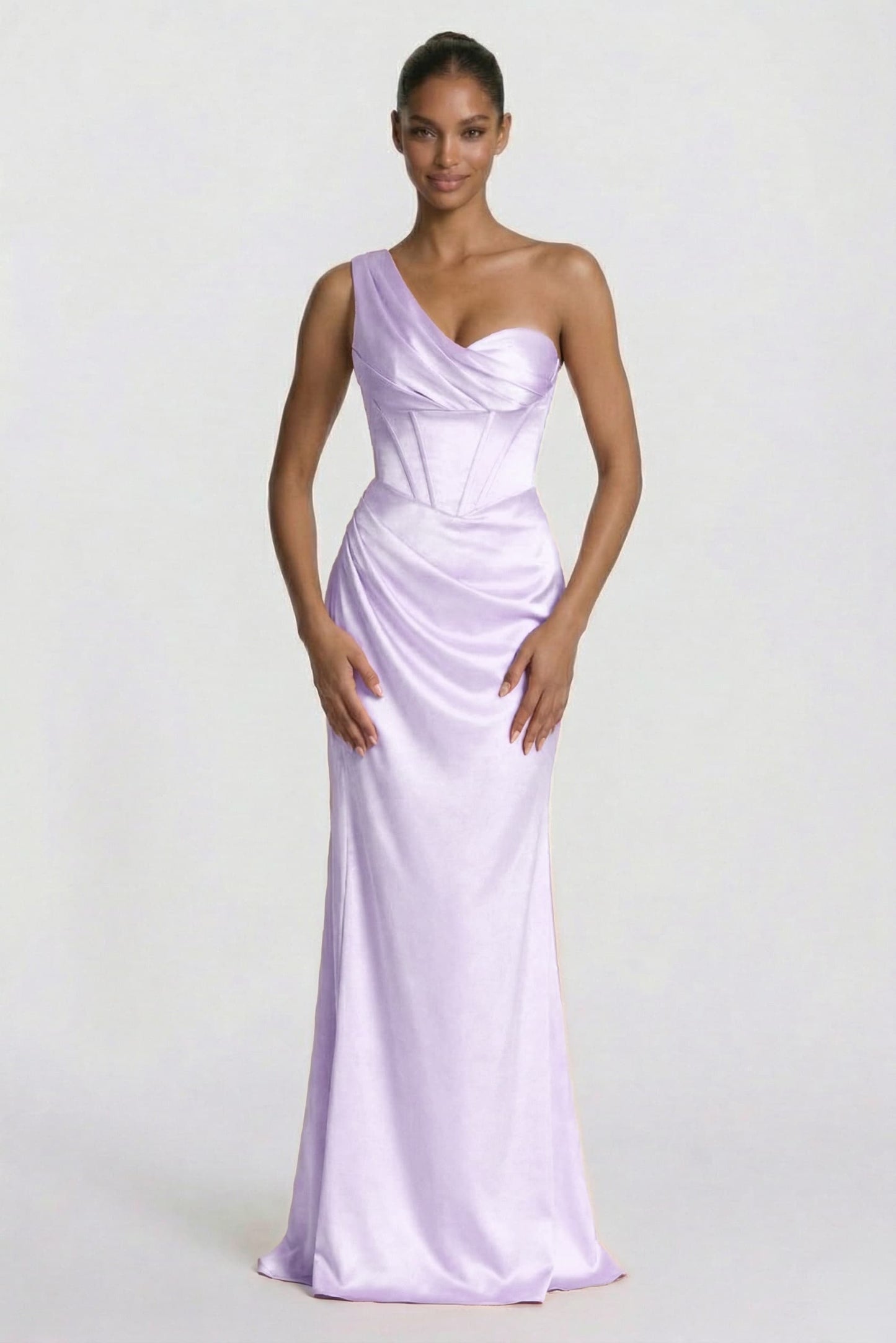 Sheath-Column Floor Length Acetate Satin Wedding Guest Dress CG0307