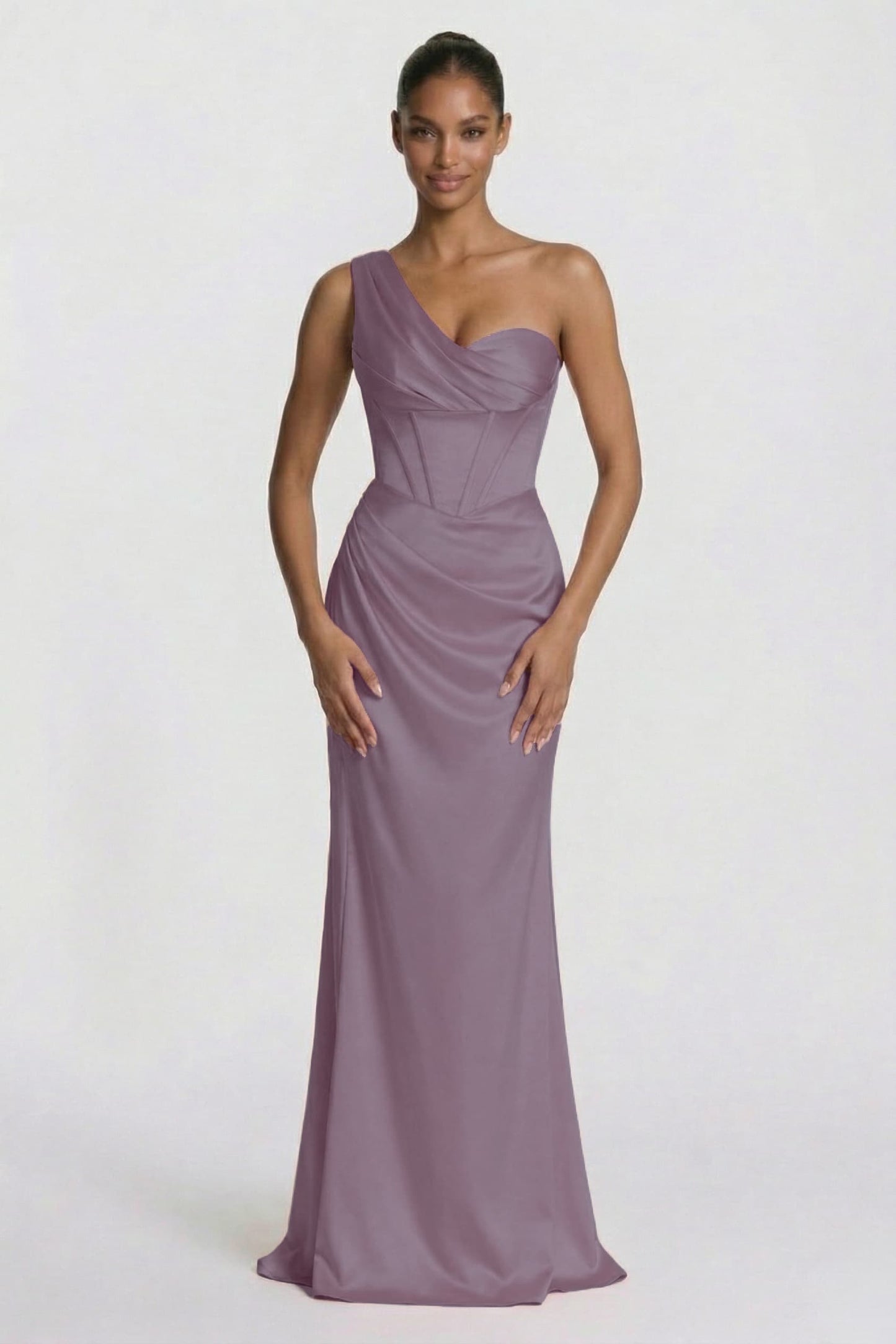 Sheath-Column Floor Length Acetate Satin Wedding Guest Dress CG0307