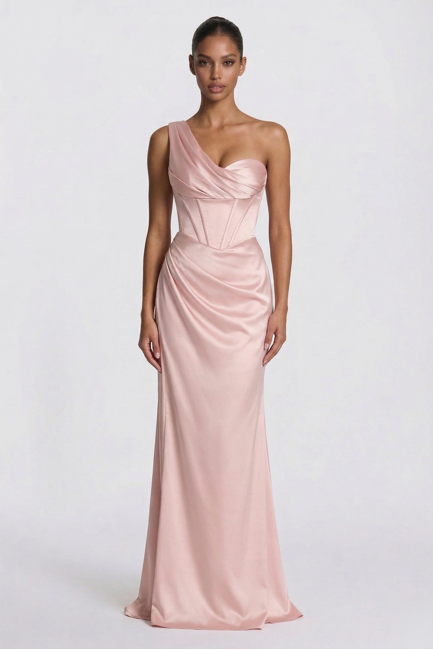 Sheath-Column Floor Length Acetate Satin Wedding Guest Dress CG0307