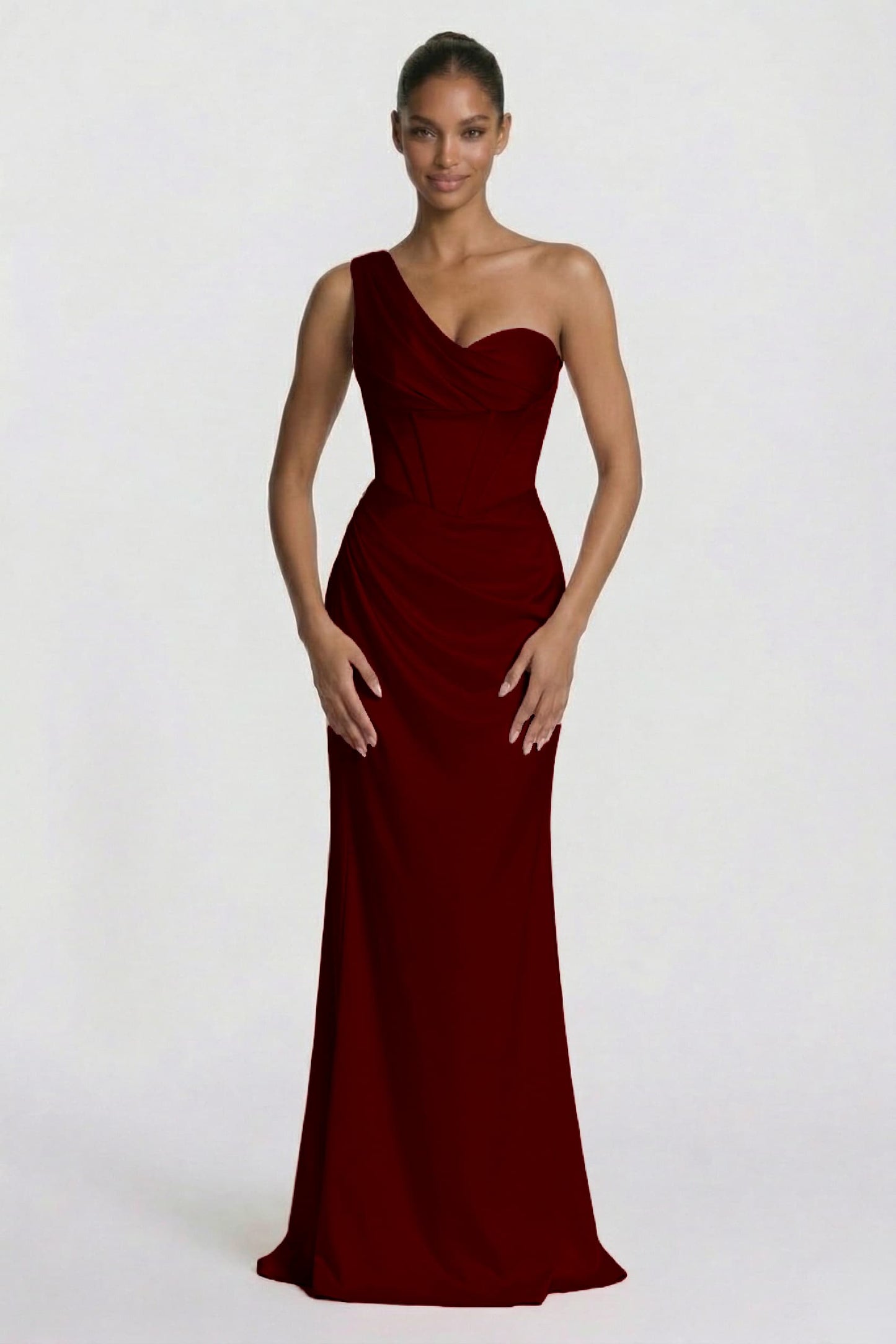 Sheath-Column Floor Length Acetate Satin Wedding Guest Dress CG0307