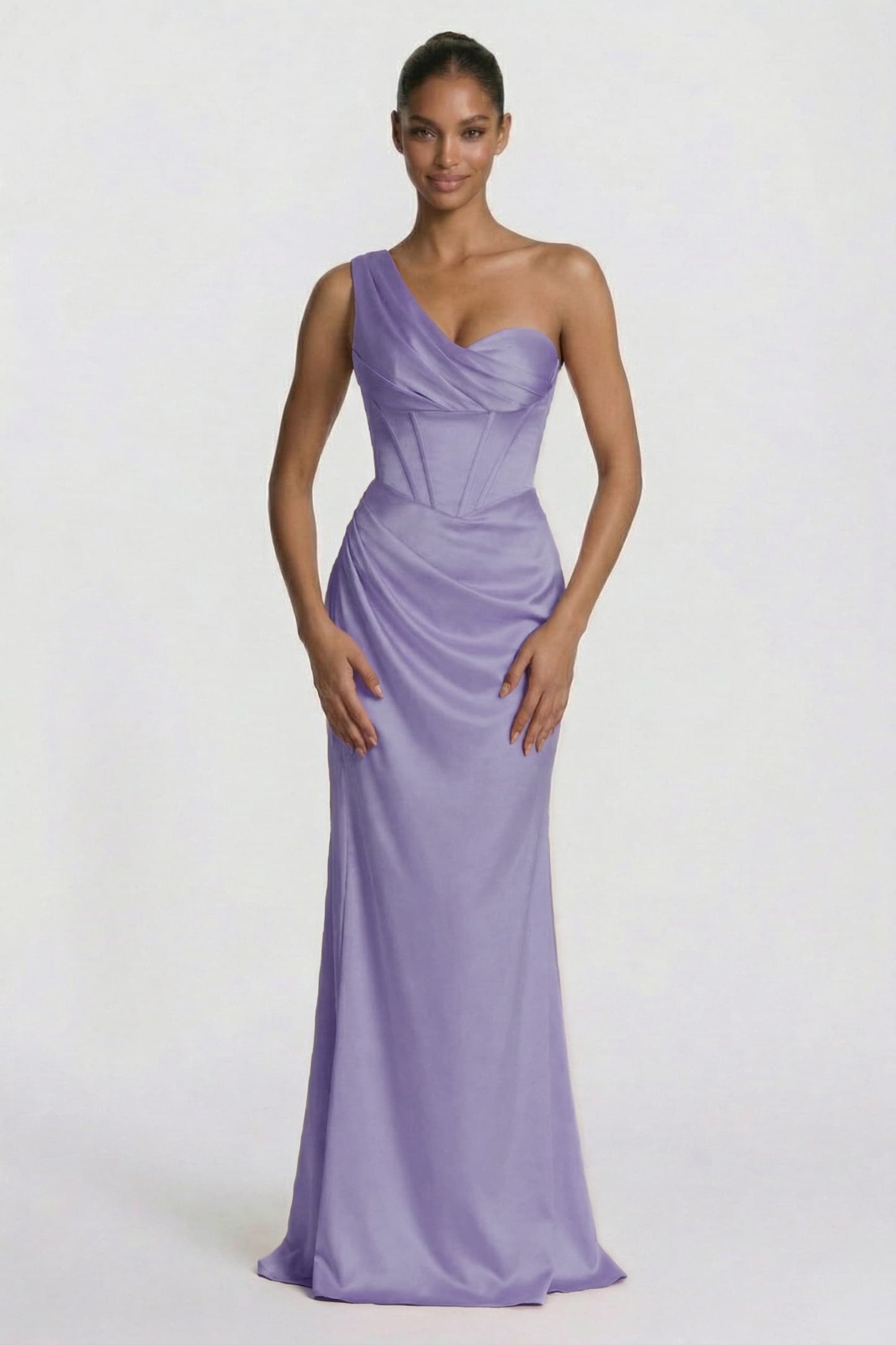 Sheath-Column Floor Length Acetate Satin Wedding Guest Dress CG0307