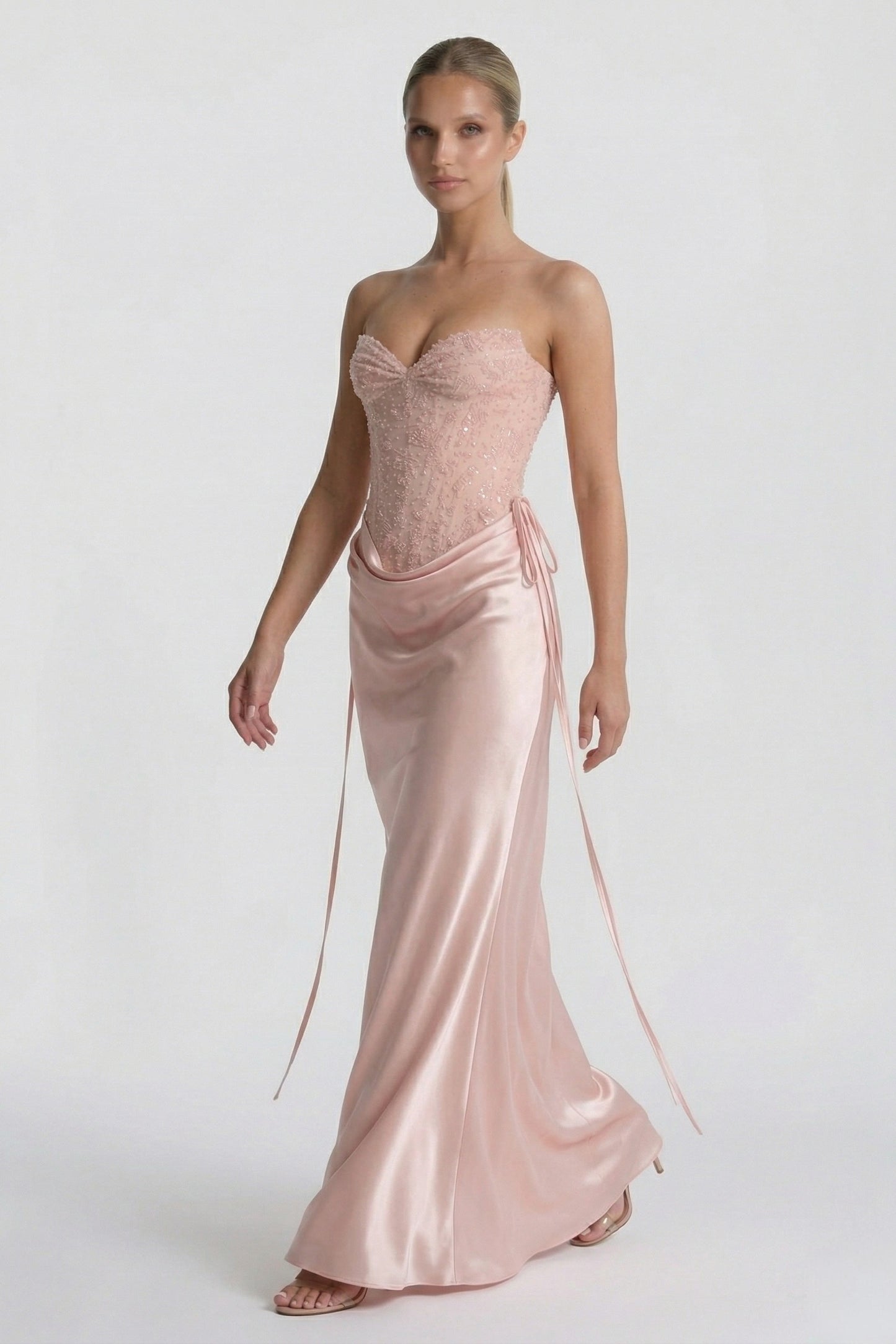 Sheath-Column Floor Length Acetate Satin Wedding Guest Dress CG0308