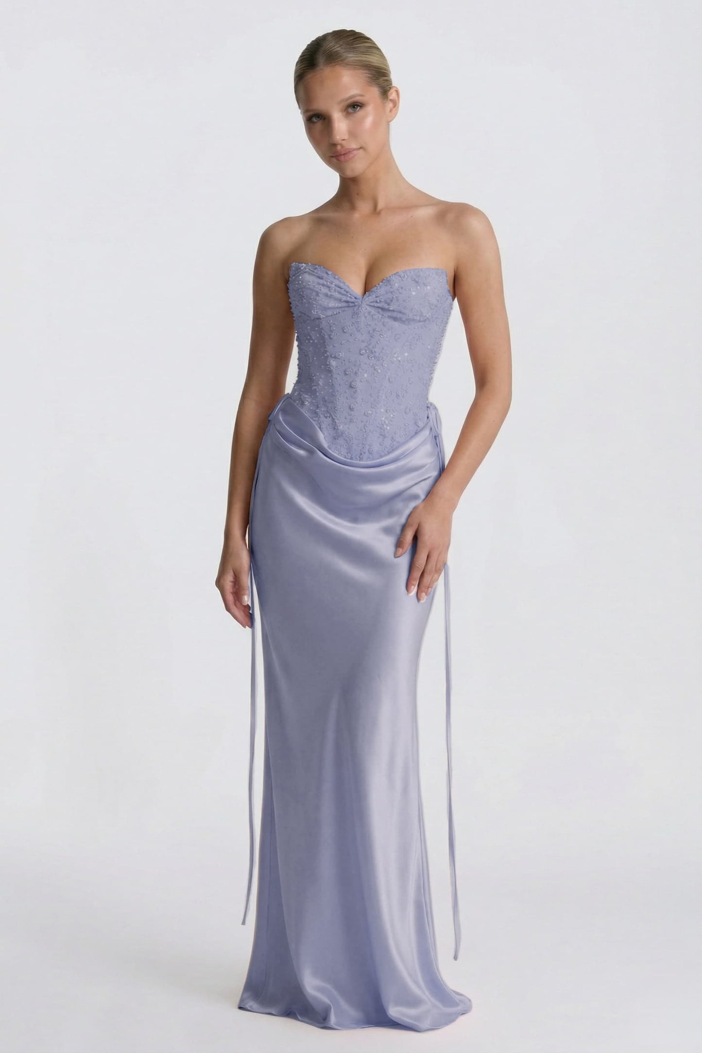 Sheath-Column Floor Length Acetate Satin Wedding Guest Dress CG0308