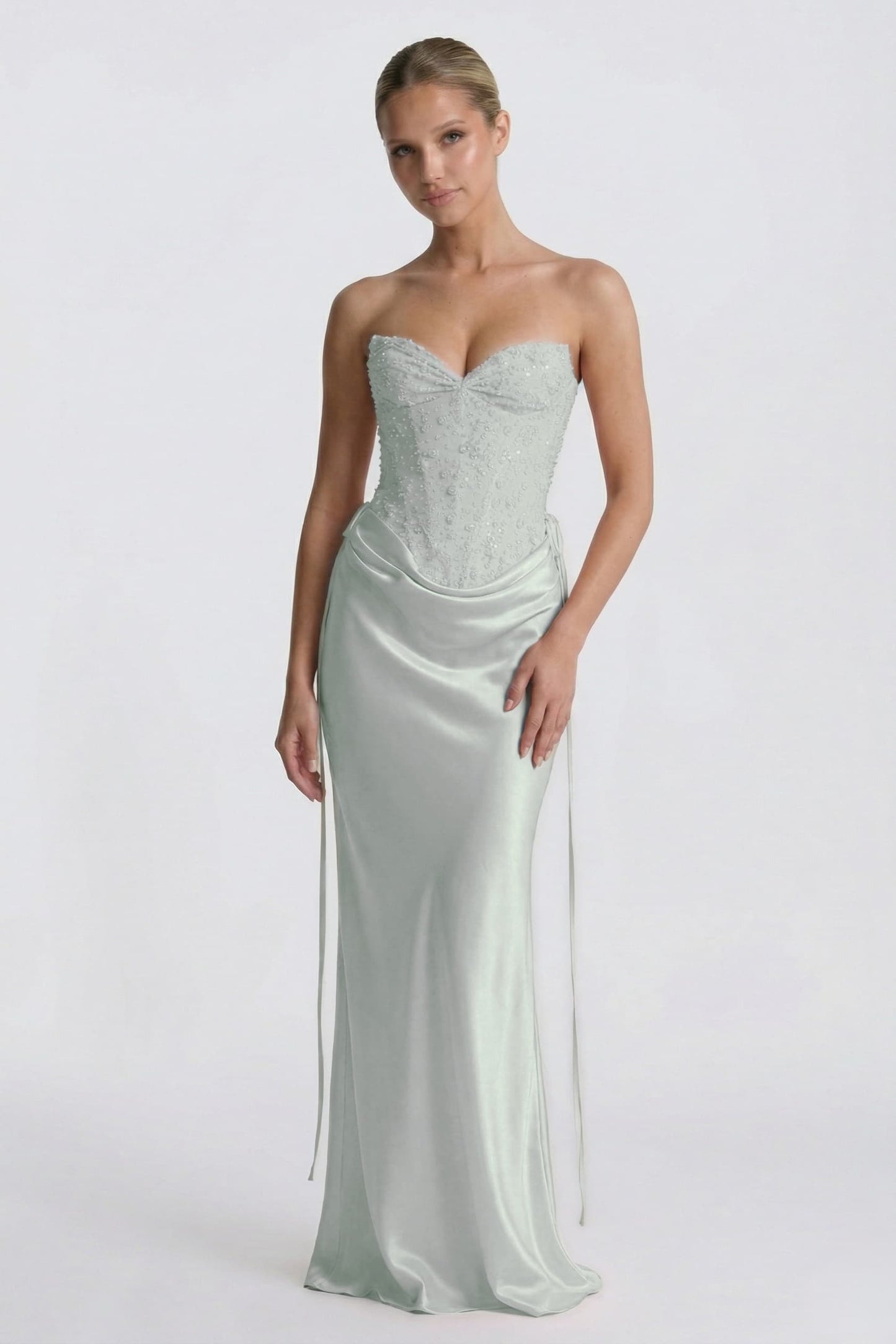 Sheath-Column Floor Length Acetate Satin Wedding Guest Dress CG0308