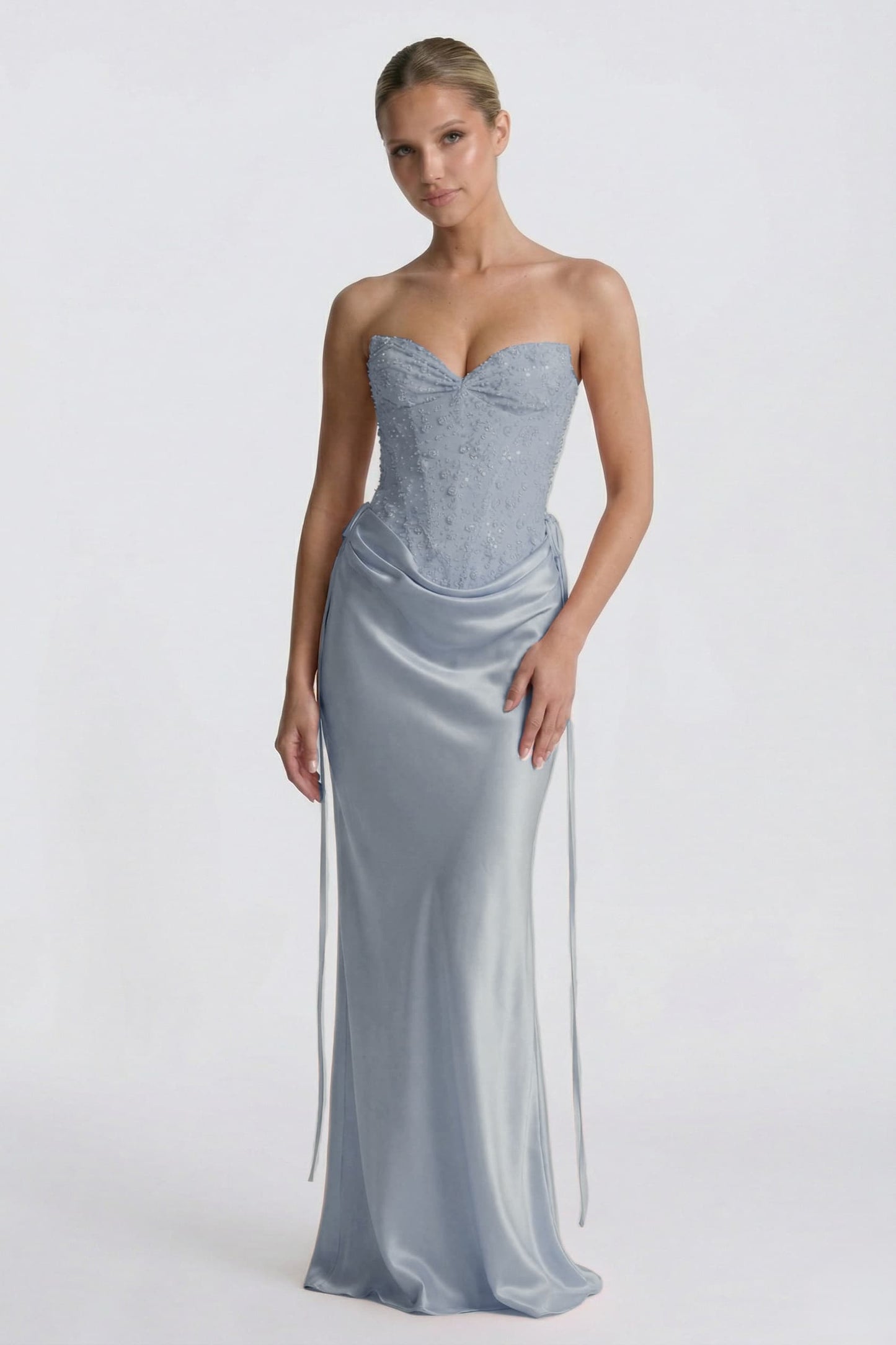 Sheath-Column Floor Length Acetate Satin Wedding Guest Dress CG0308