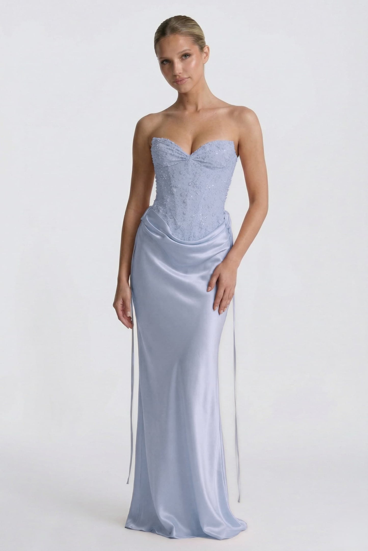 Sheath-Column Floor Length Acetate Satin Wedding Guest Dress CG0308