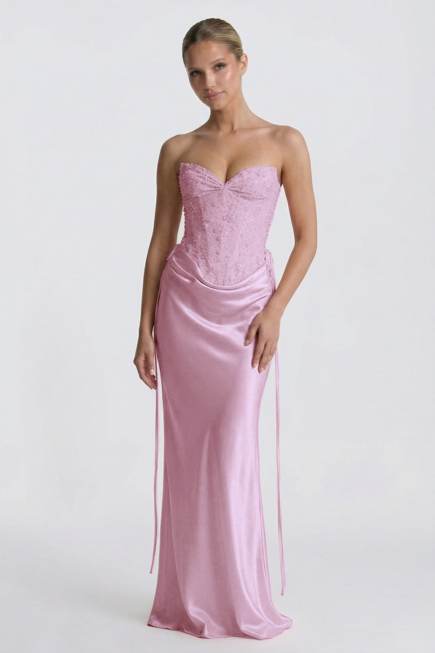 Sheath-Column Floor Length Acetate Satin Wedding Guest Dress CG0308