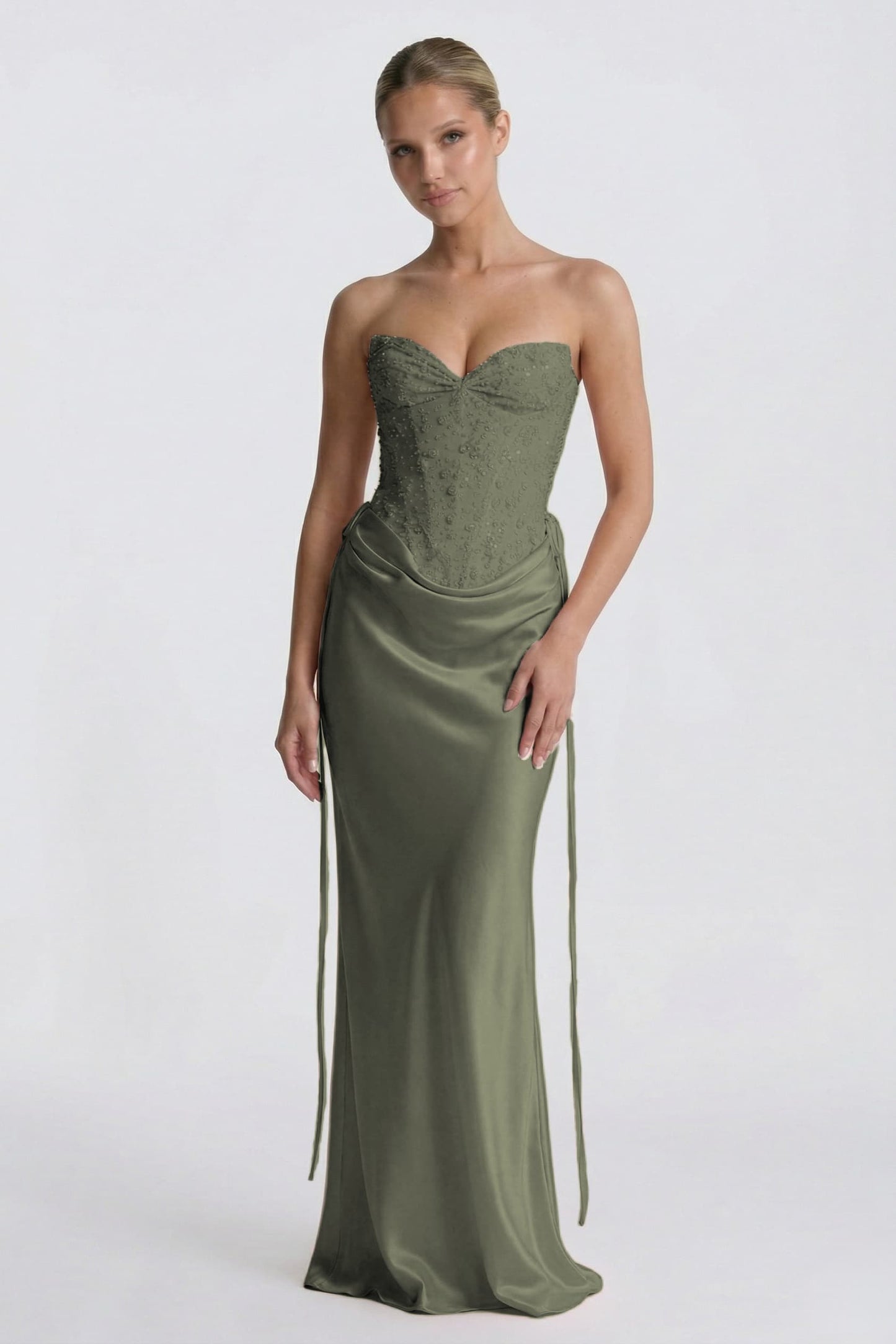 Sheath-Column Floor Length Acetate Satin Wedding Guest Dress CG0308