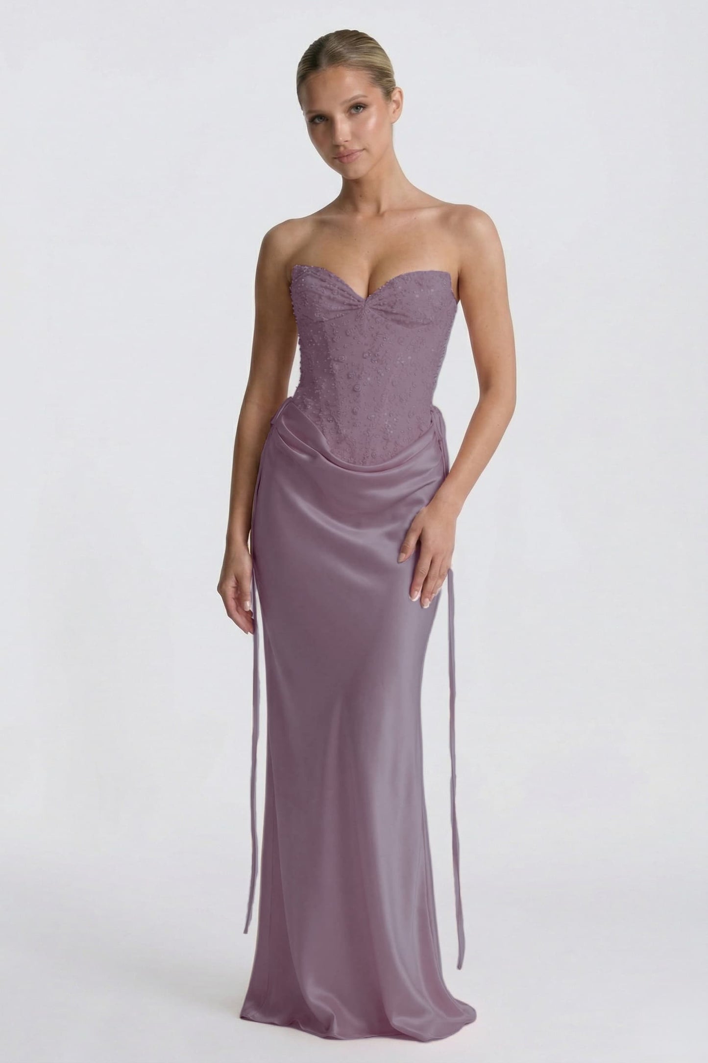 Sheath-Column Floor Length Acetate Satin Wedding Guest Dress CG0308