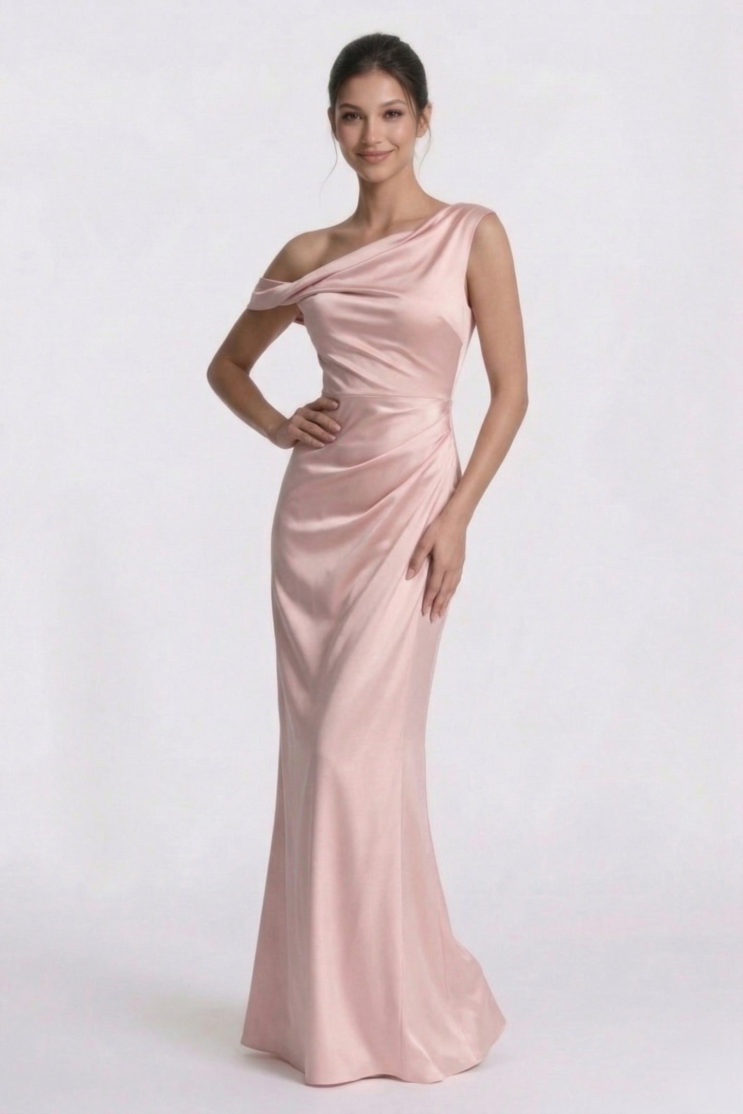 Sheath-Column Floor Length Acetate Satin Bridesmaid Dress CG0309BM