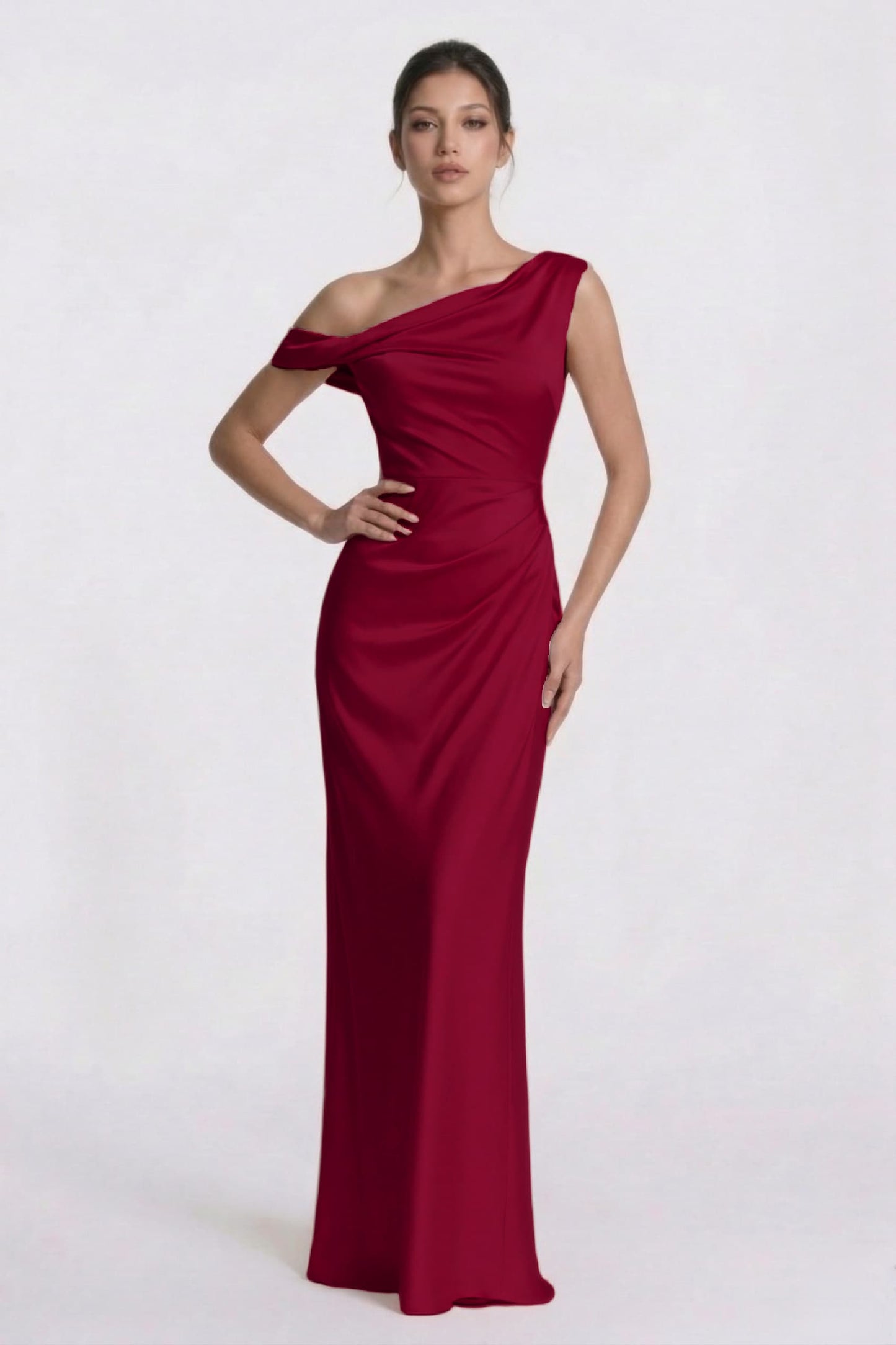 Sheath-Column Floor Length Acetate Satin Bridesmaid Dress CG0309BM