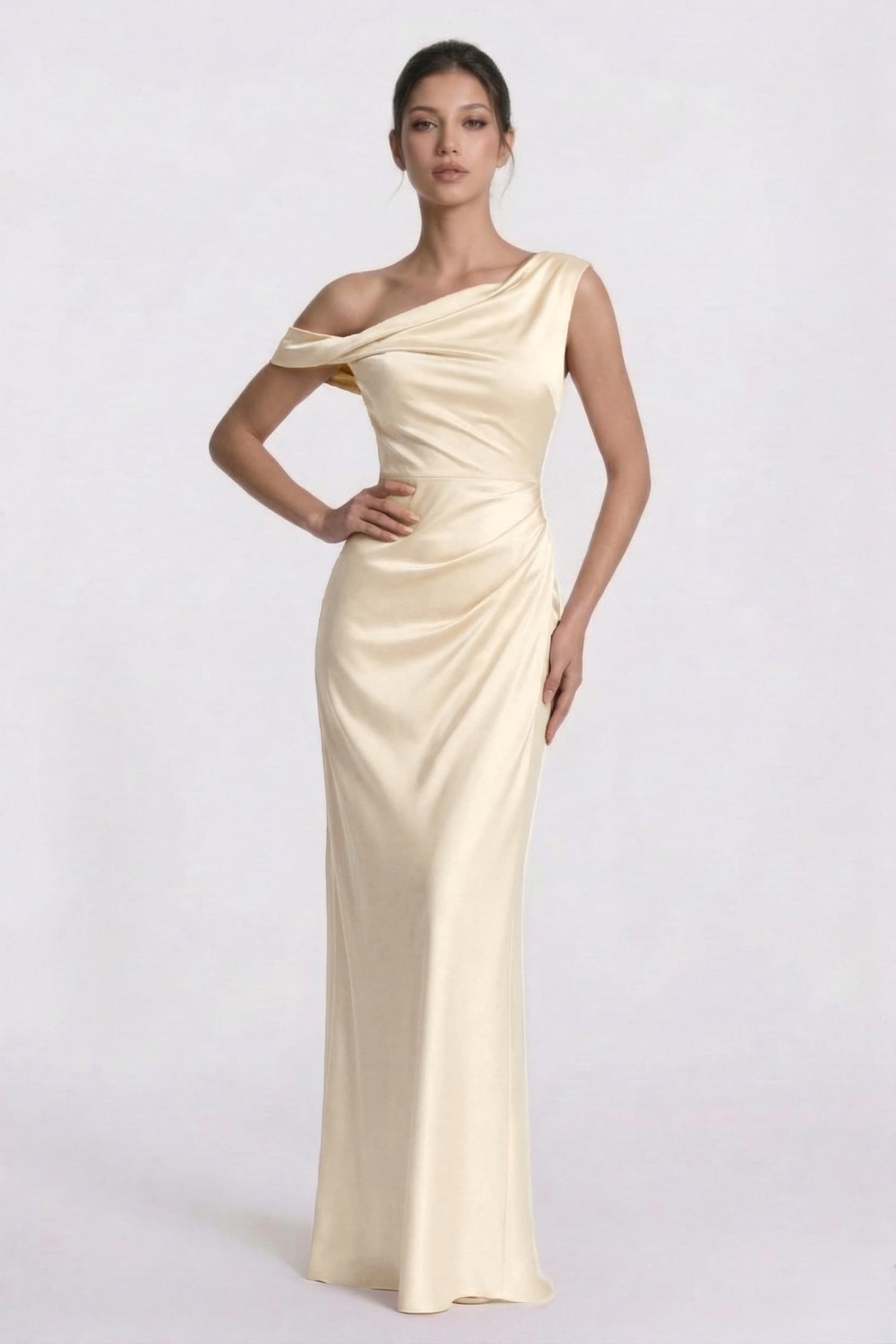Sheath-Column Floor Length Acetate Satin Bridesmaid Dress CG0309BM