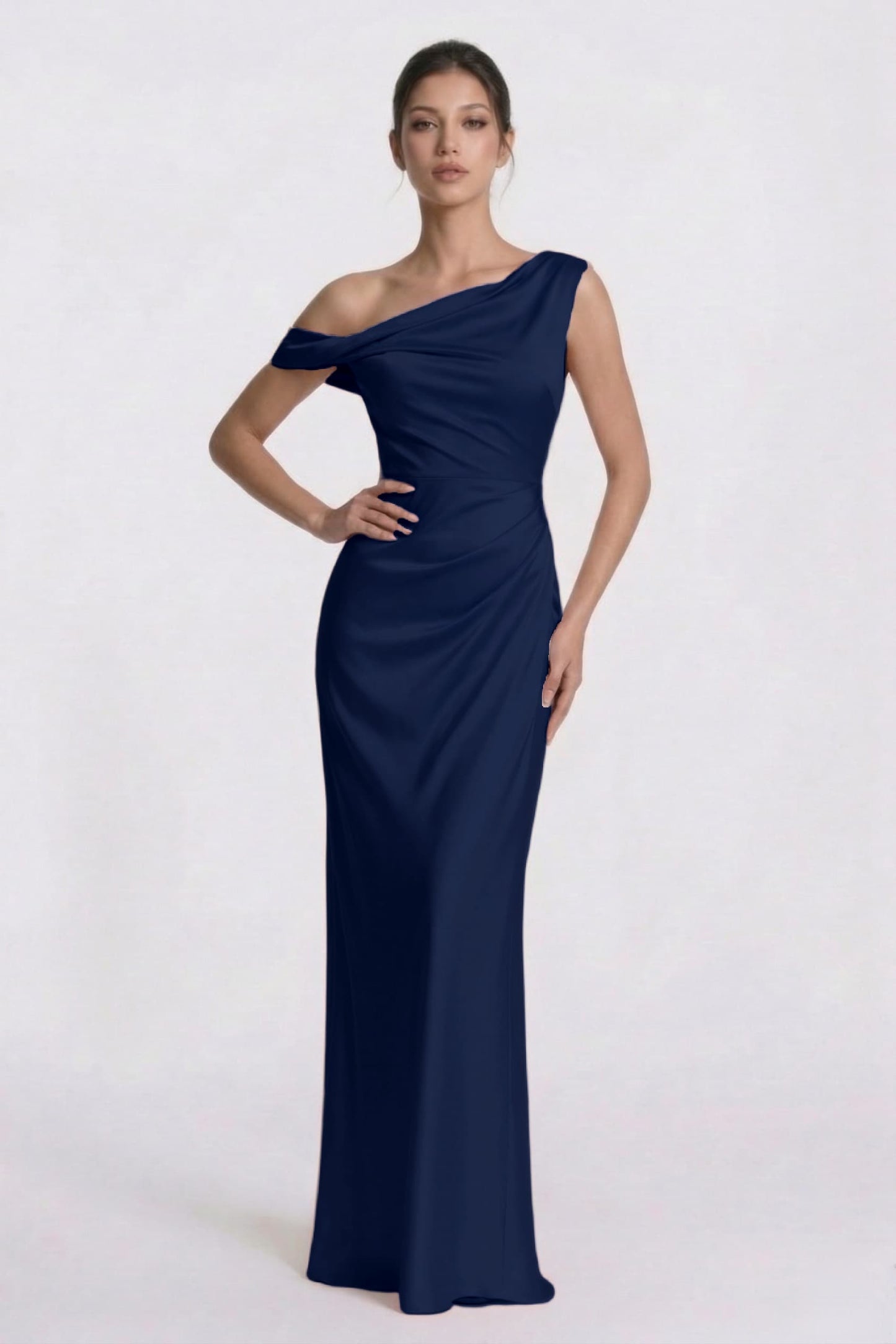 Sheath-Column Floor Length Acetate Satin Bridesmaid Dress CG0309BM