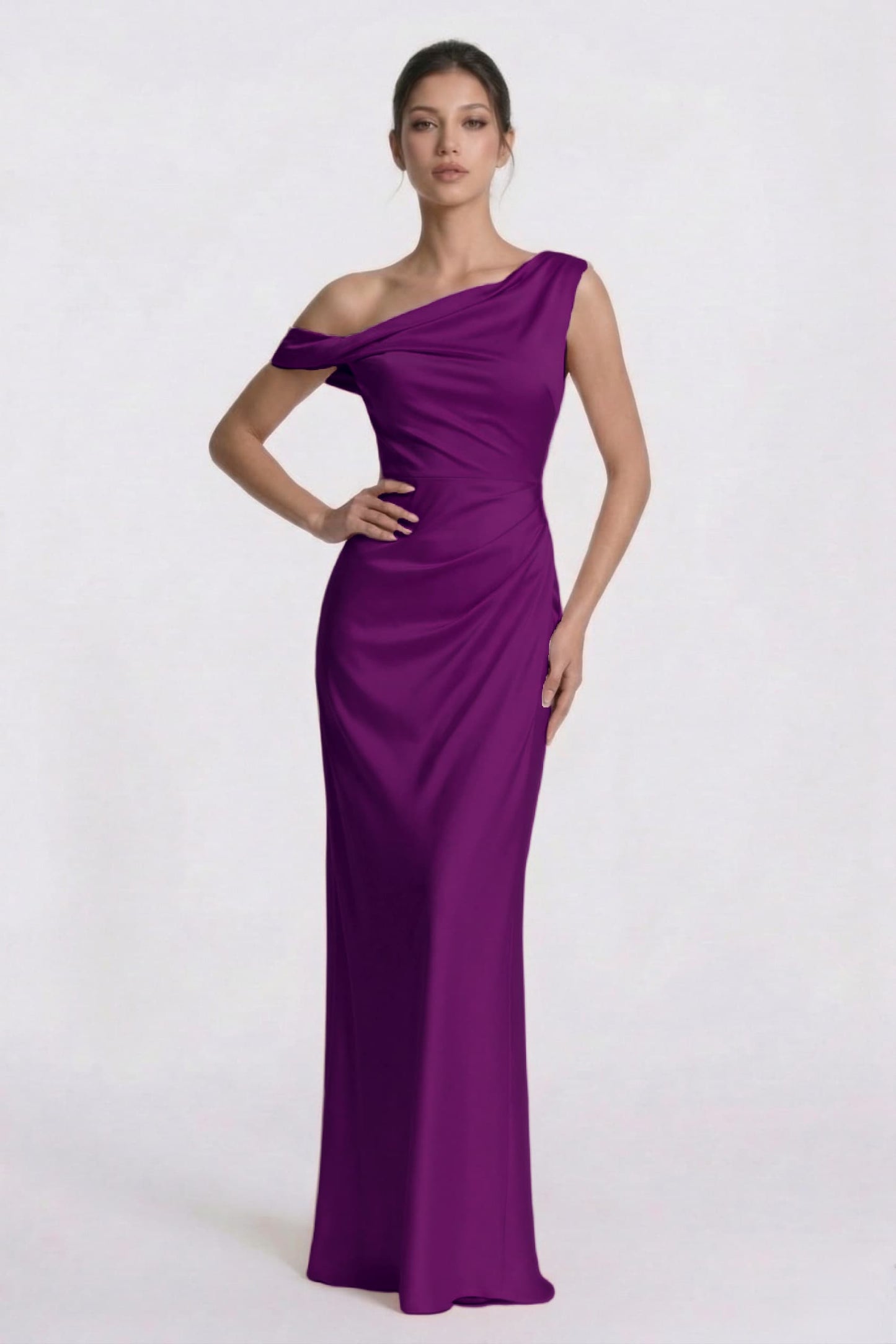 Sheath-Column Floor Length Acetate Satin Bridesmaid Dress CG0309BM