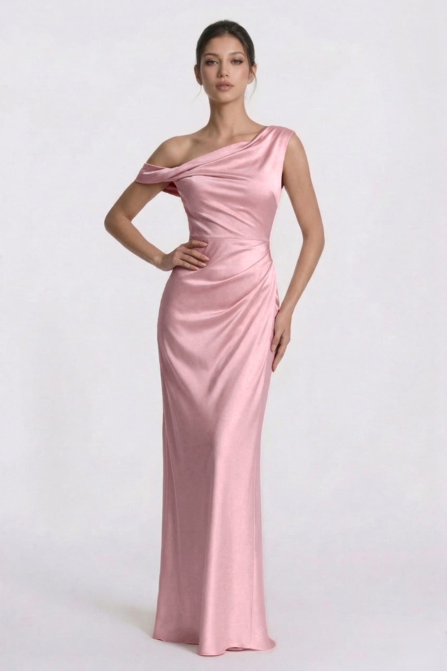 Sheath-Column Floor Length Acetate Satin Bridesmaid Dress CG0309BM