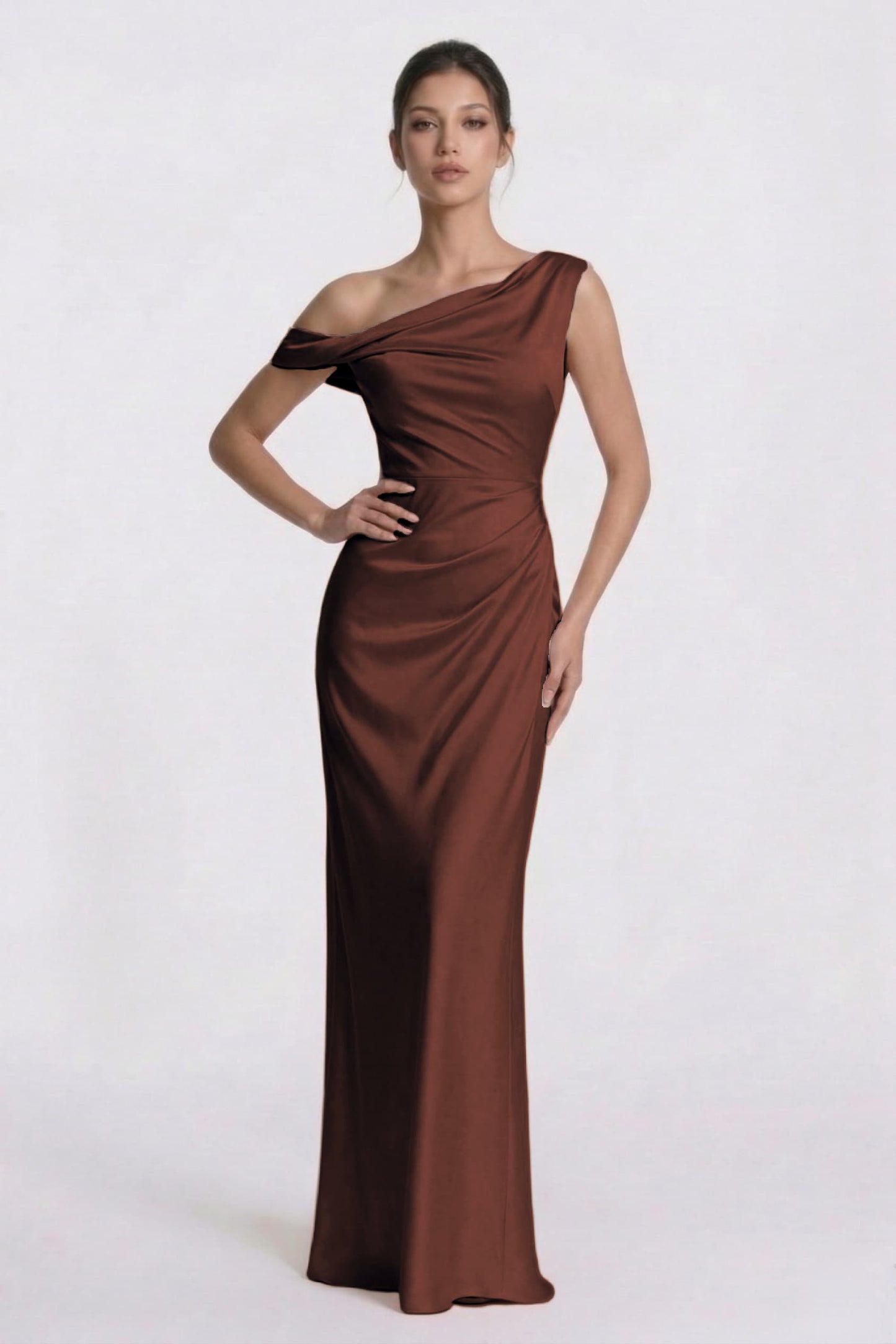 Sheath-Column Floor Length Acetate Satin Bridesmaid Dress CG0309BM