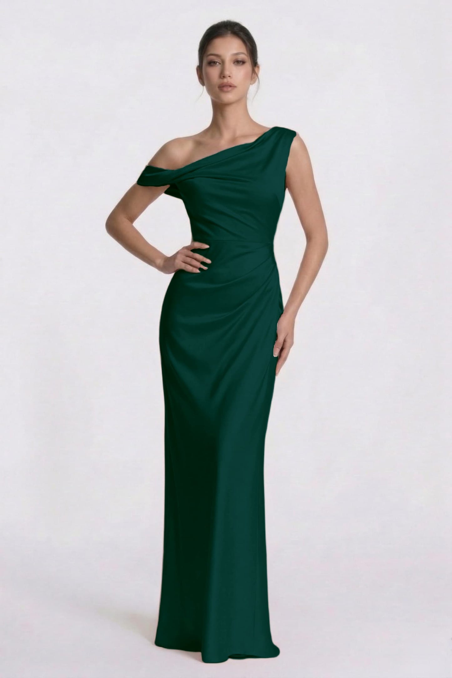 Sheath-Column Floor Length Acetate Satin Bridesmaid Dress CG0309BM