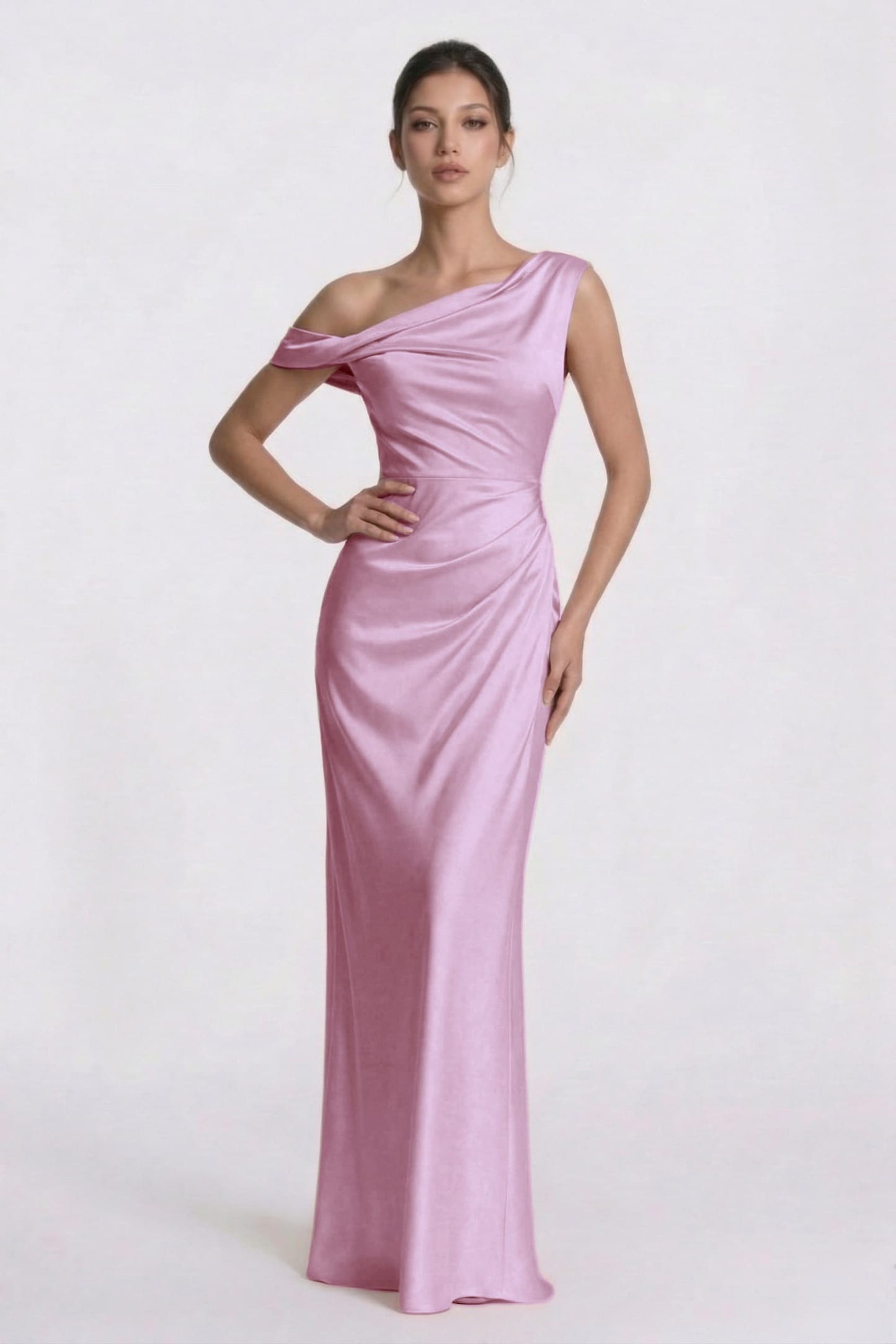 Sheath-Column Floor Length Acetate Satin Bridesmaid Dress CG0309BM