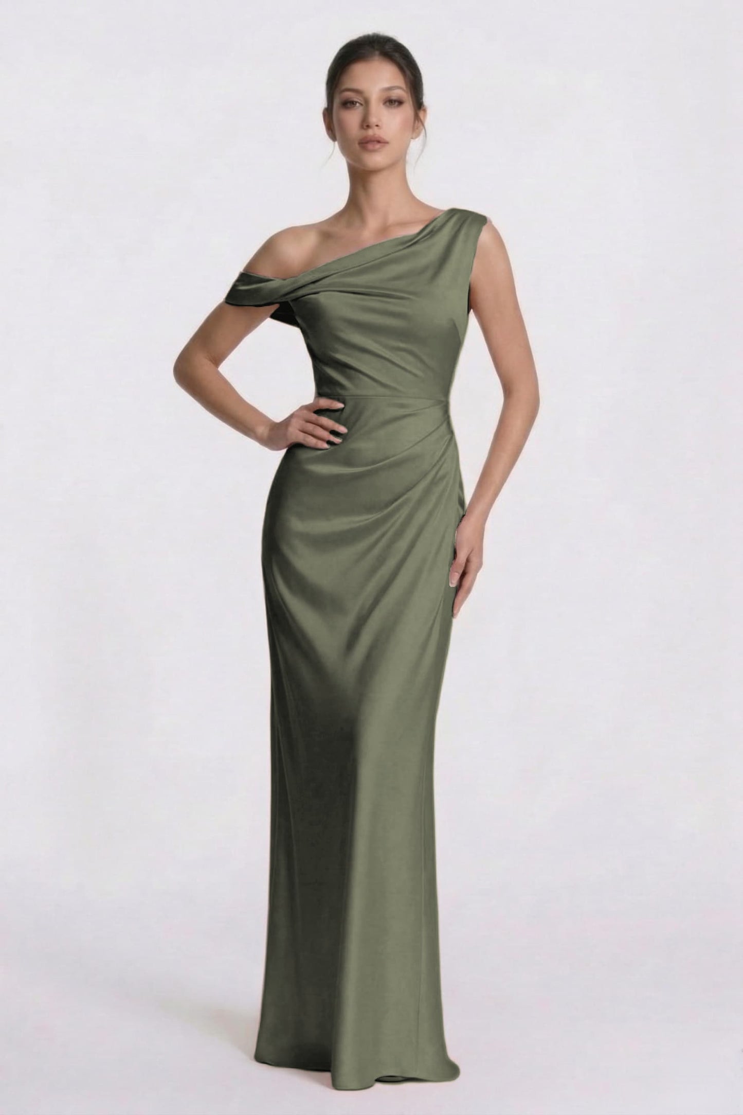 Sheath-Column Floor Length Acetate Satin Bridesmaid Dress CG0309BM